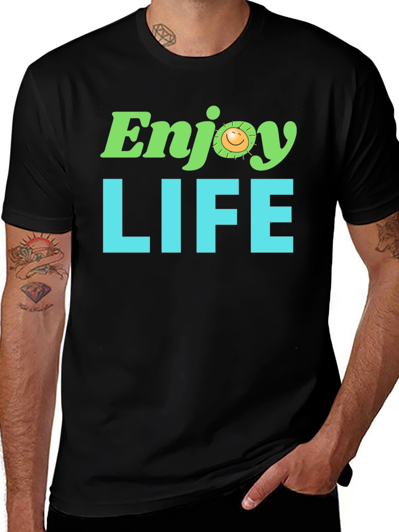 Enjoy Life Graphic Tee - Black Cotton T-Shirt