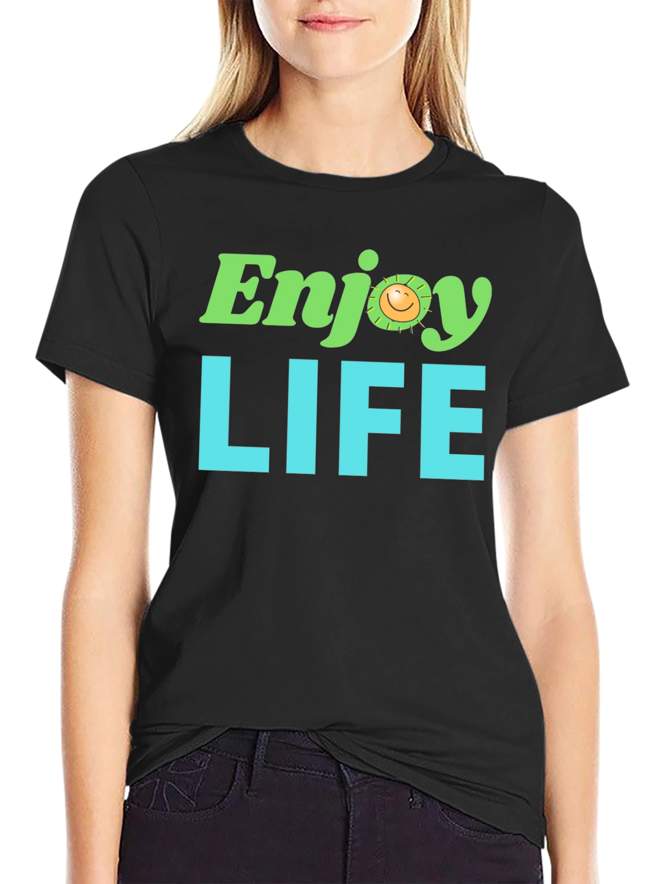 Enjoy Life Graphic Tee - Black Cotton T-Shirt