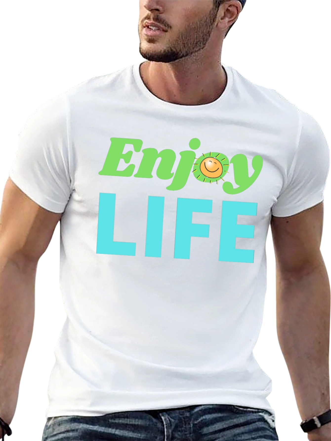 Enjoy Life Graphic Tee - Black Cotton T-Shirt