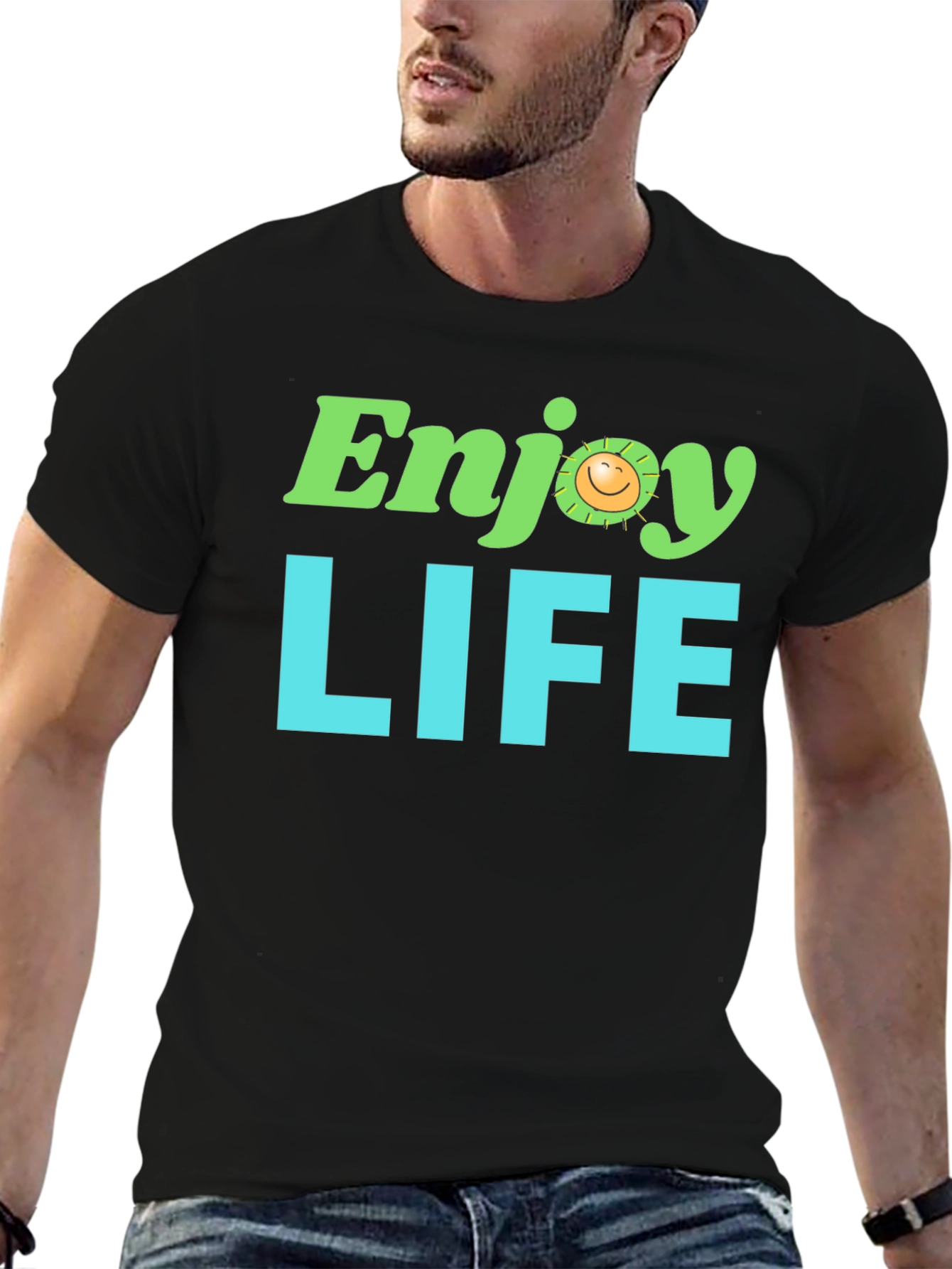 Enjoy Life Graphic Tee - Black Cotton T-Shirt