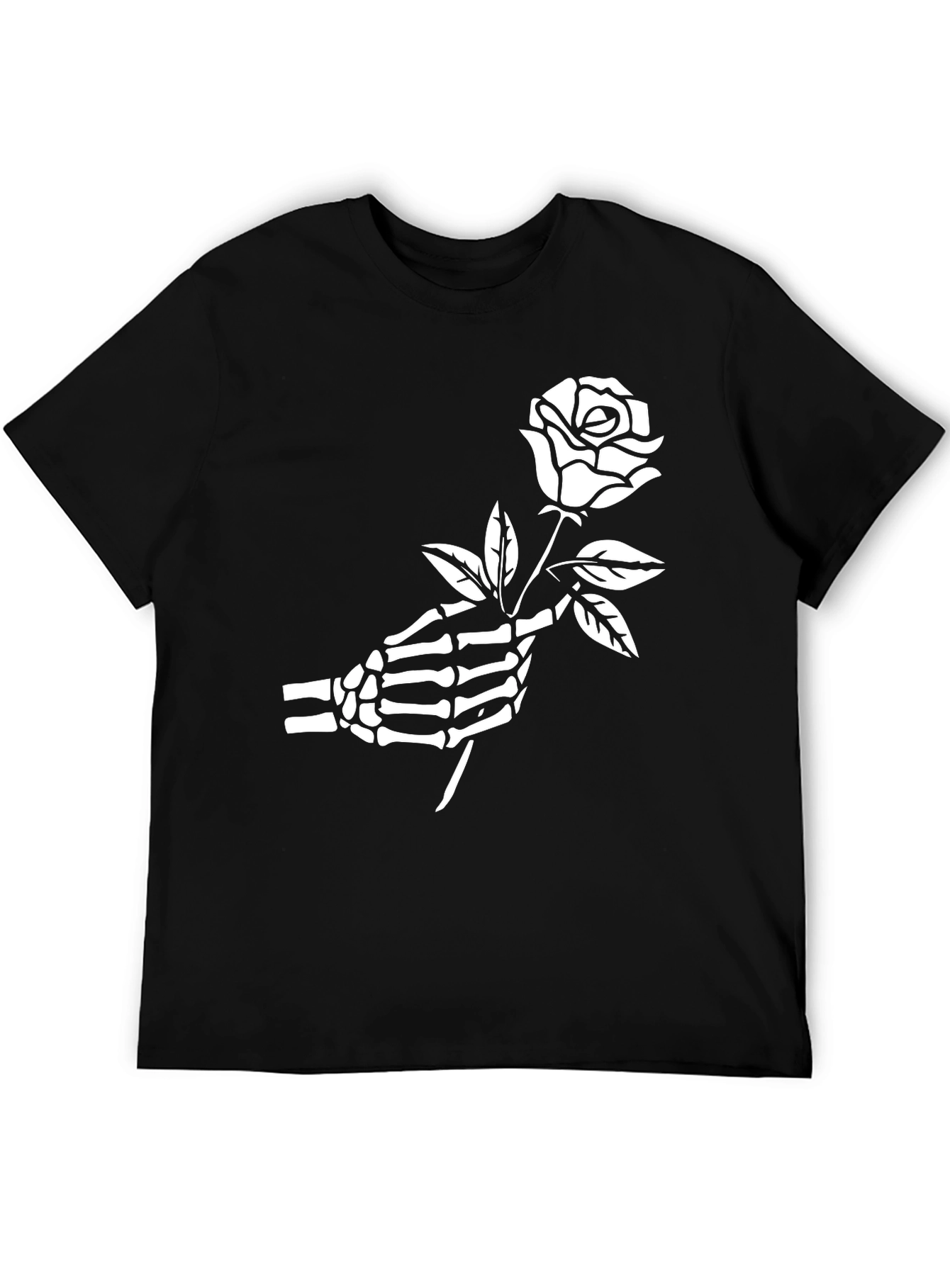 Skeleton Hand Rose Graphic Tee - Gothic Style