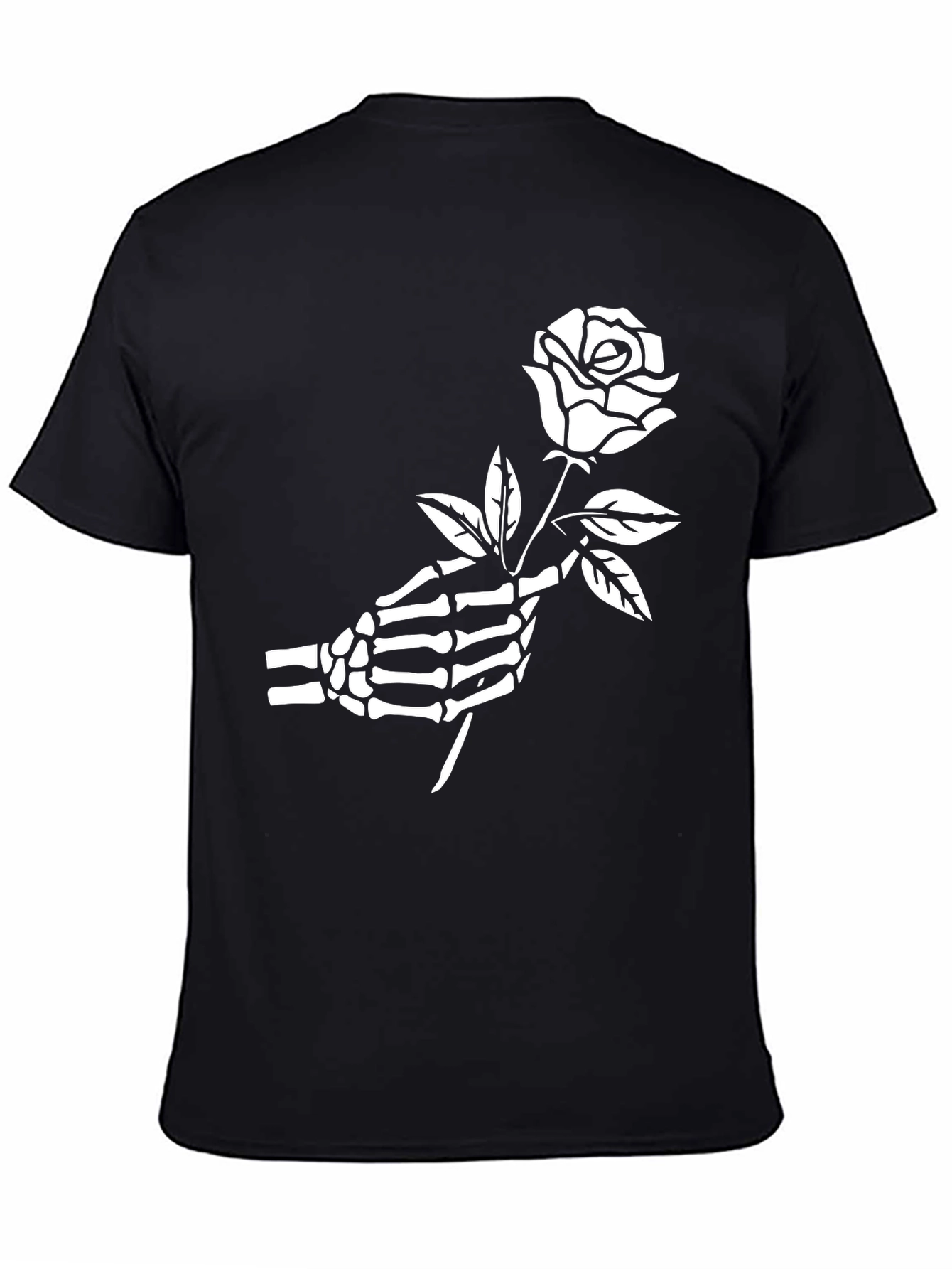 Skeleton Hand Rose Graphic Tee - Gothic Style