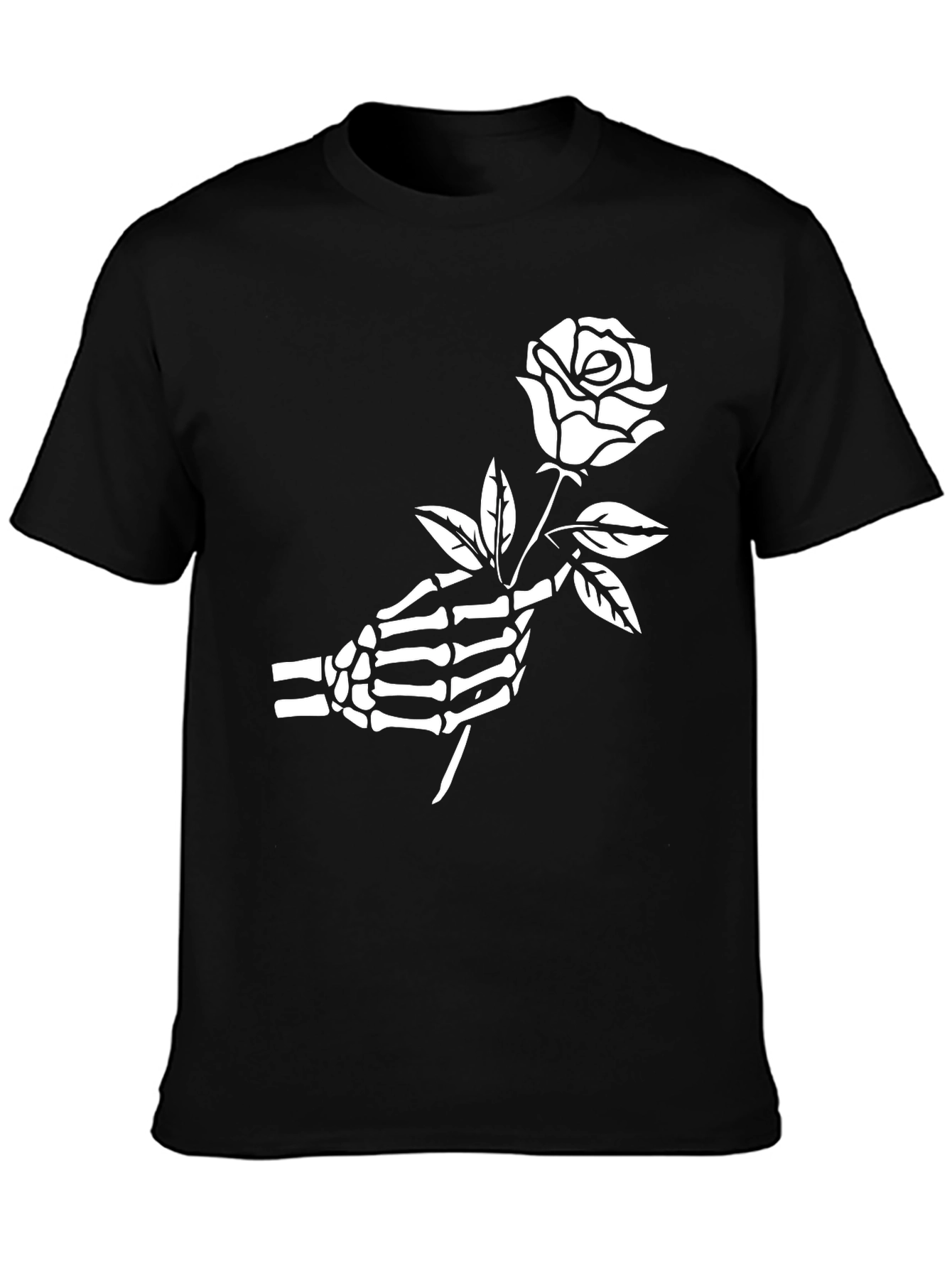 Skeleton Hand Rose Graphic Tee - Gothic Style