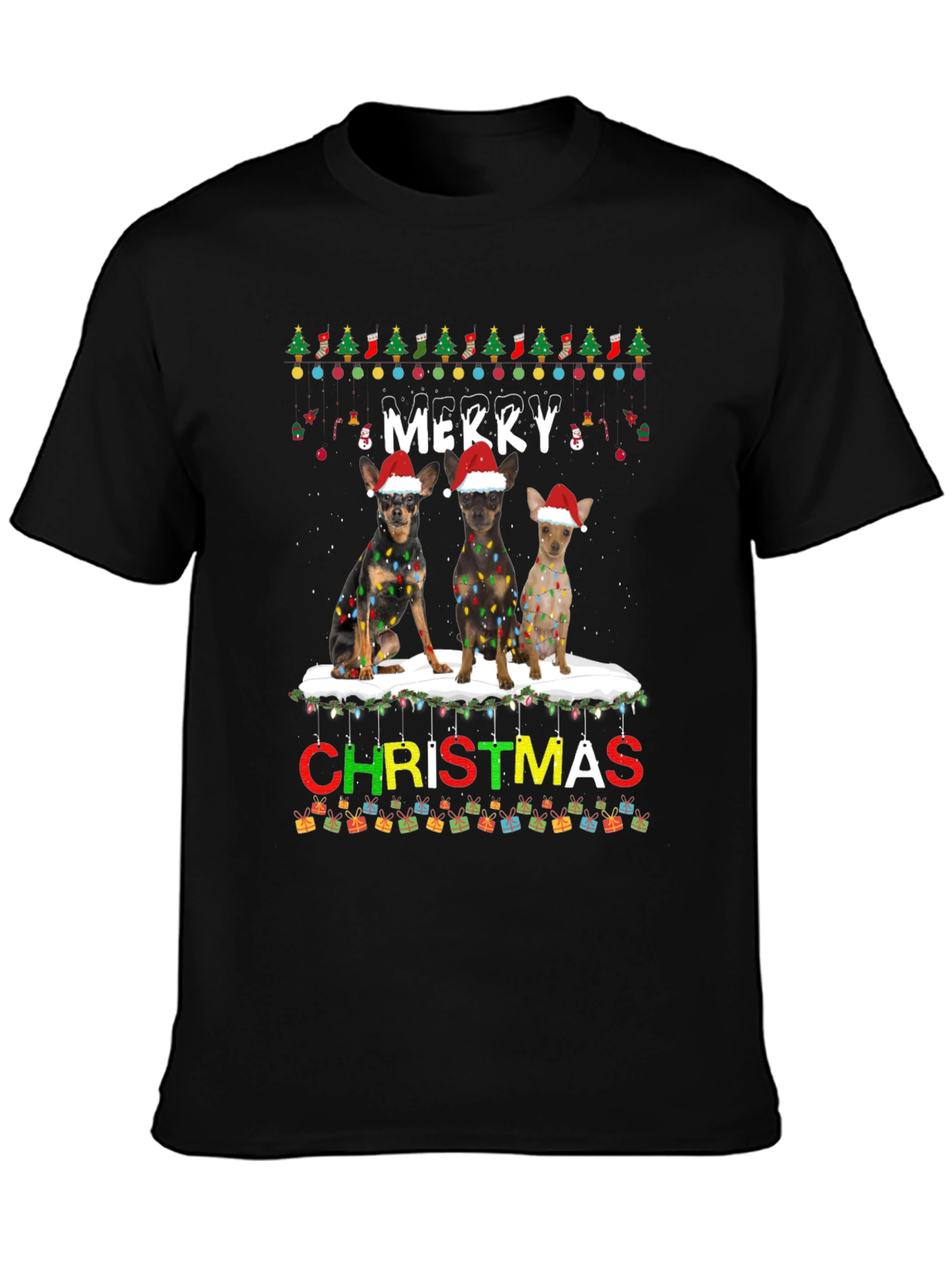 Merry Christmas Chihuahua Dogs T-Shirt