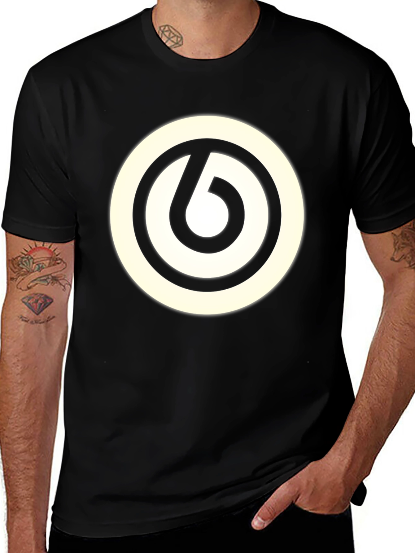 Black T-Shirt with Unique Graphic Design