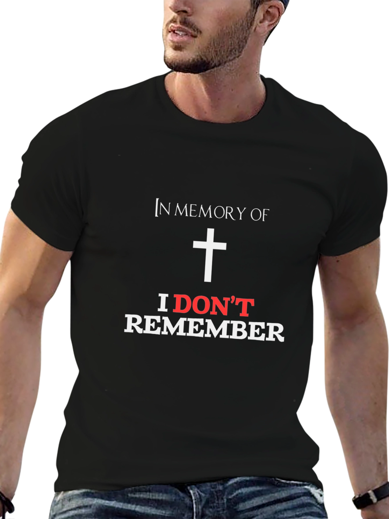 I Dont Remember Mens Black Graphic T-Shirt