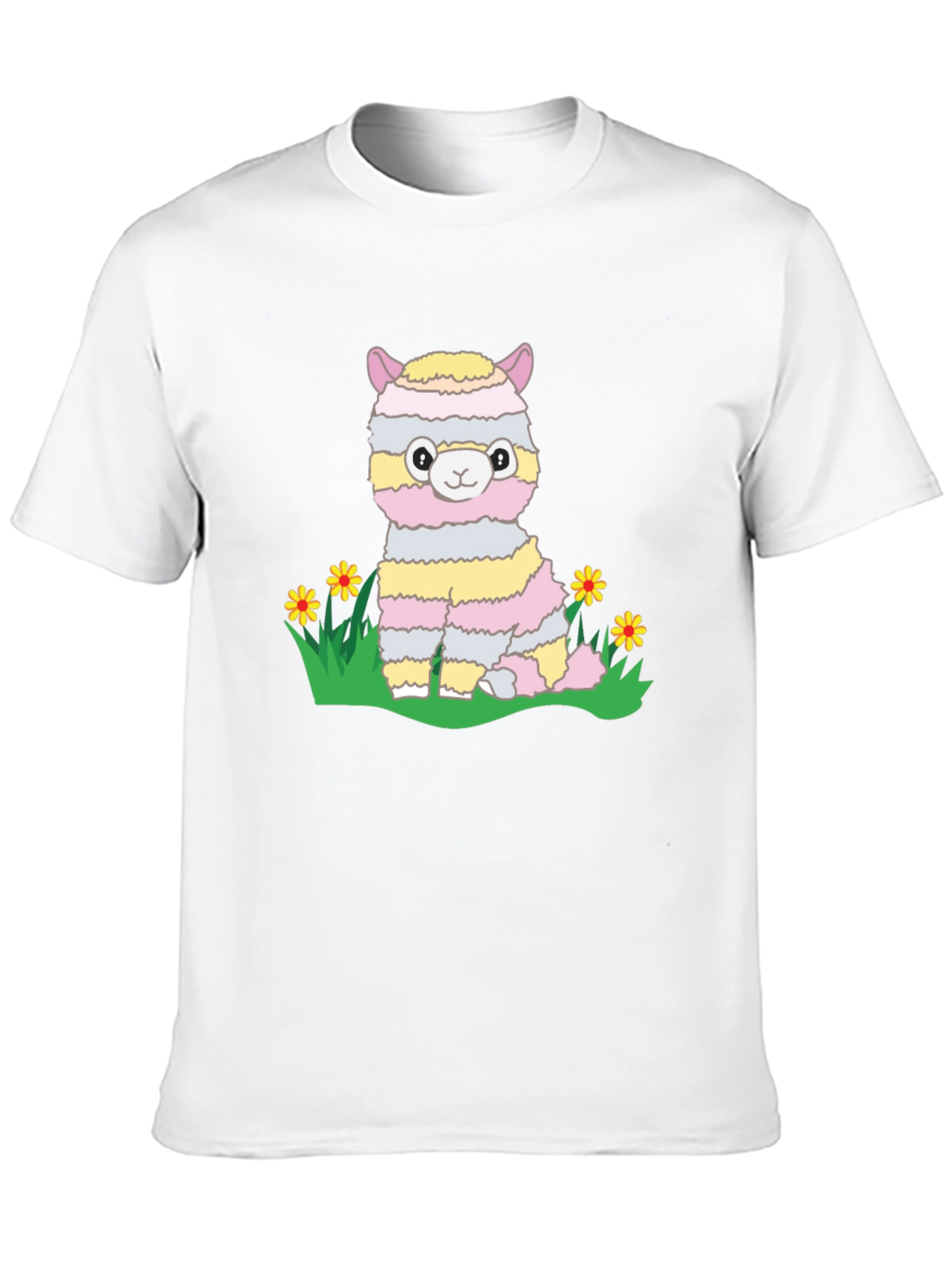 Cute Llama T-Shirt - Striped Alpaca Graphic Tee