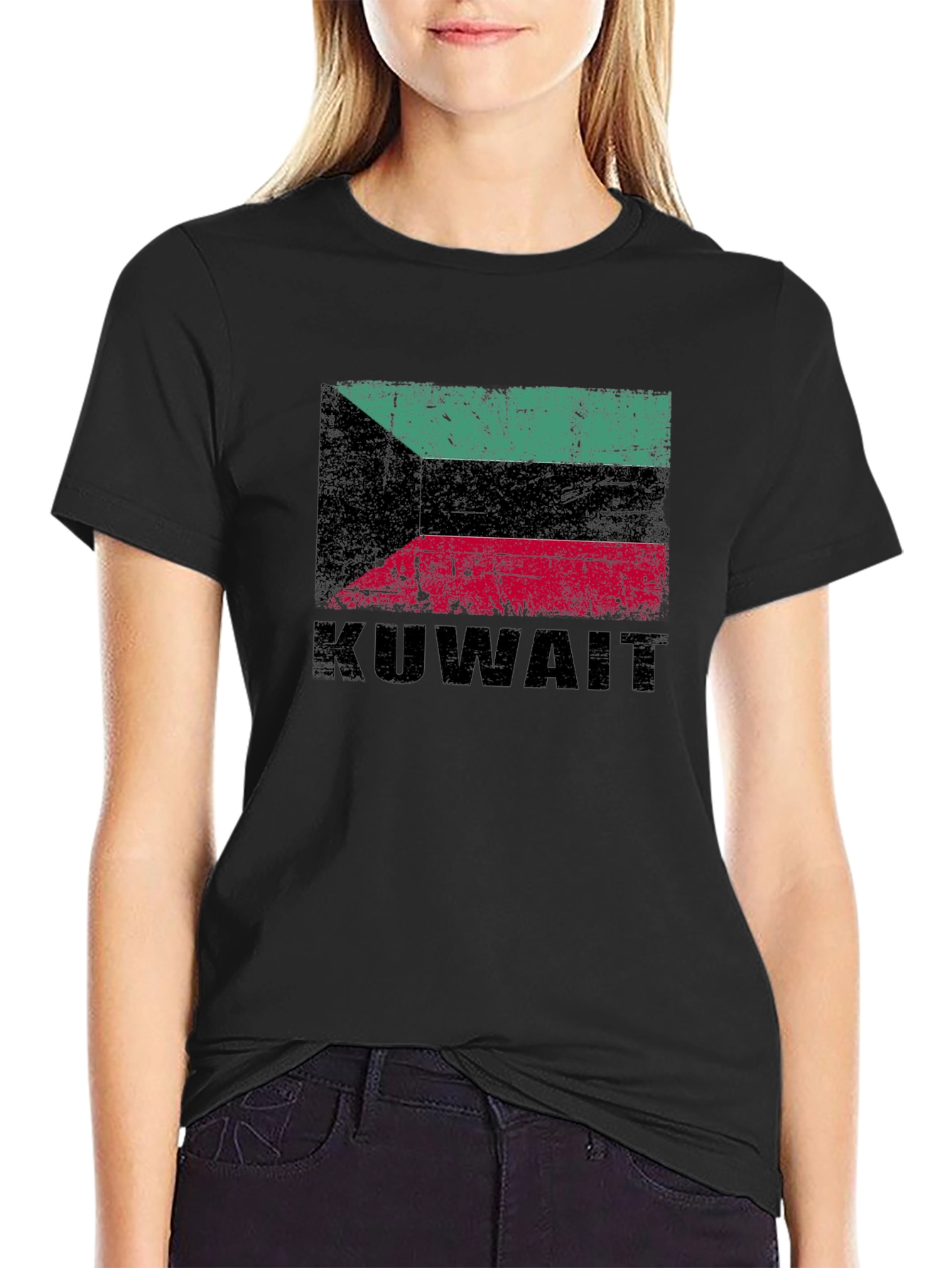 Kuwait Flag Graphic T-Shirt - Distressed Design