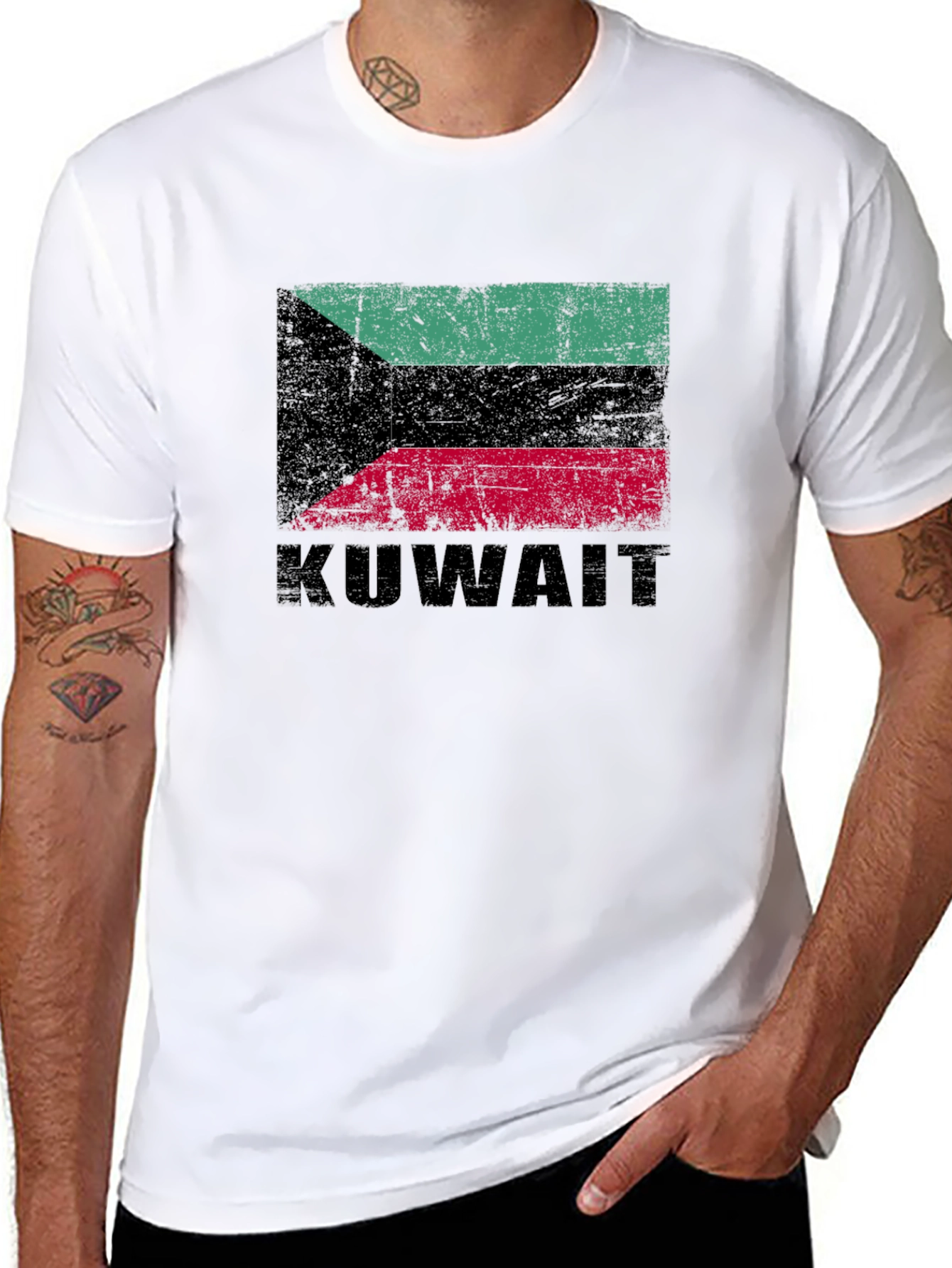 Kuwait Flag Graphic T-Shirt - Distressed Design