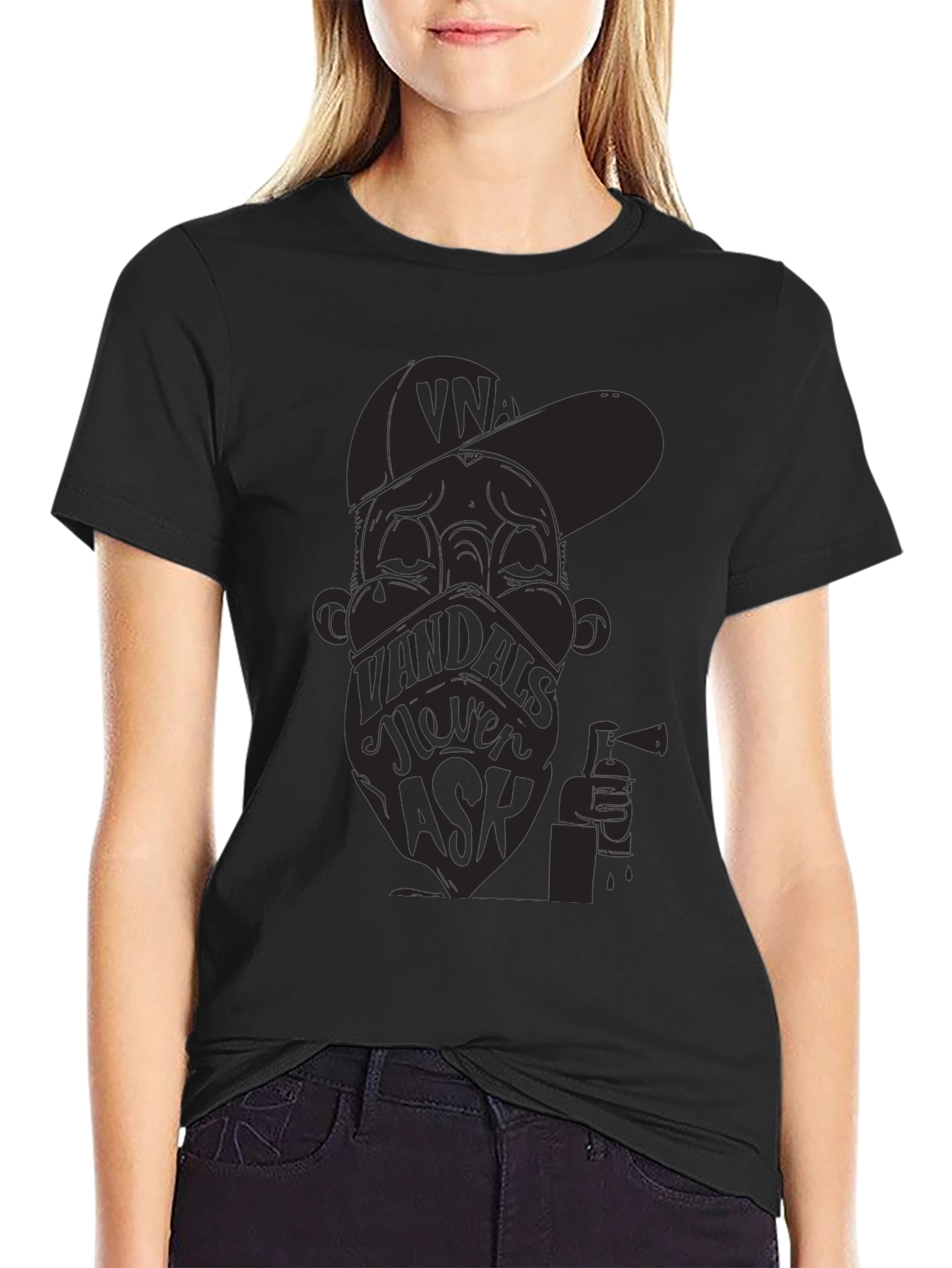 VNA Vandals Never Ask Black Graphic T-Shirt