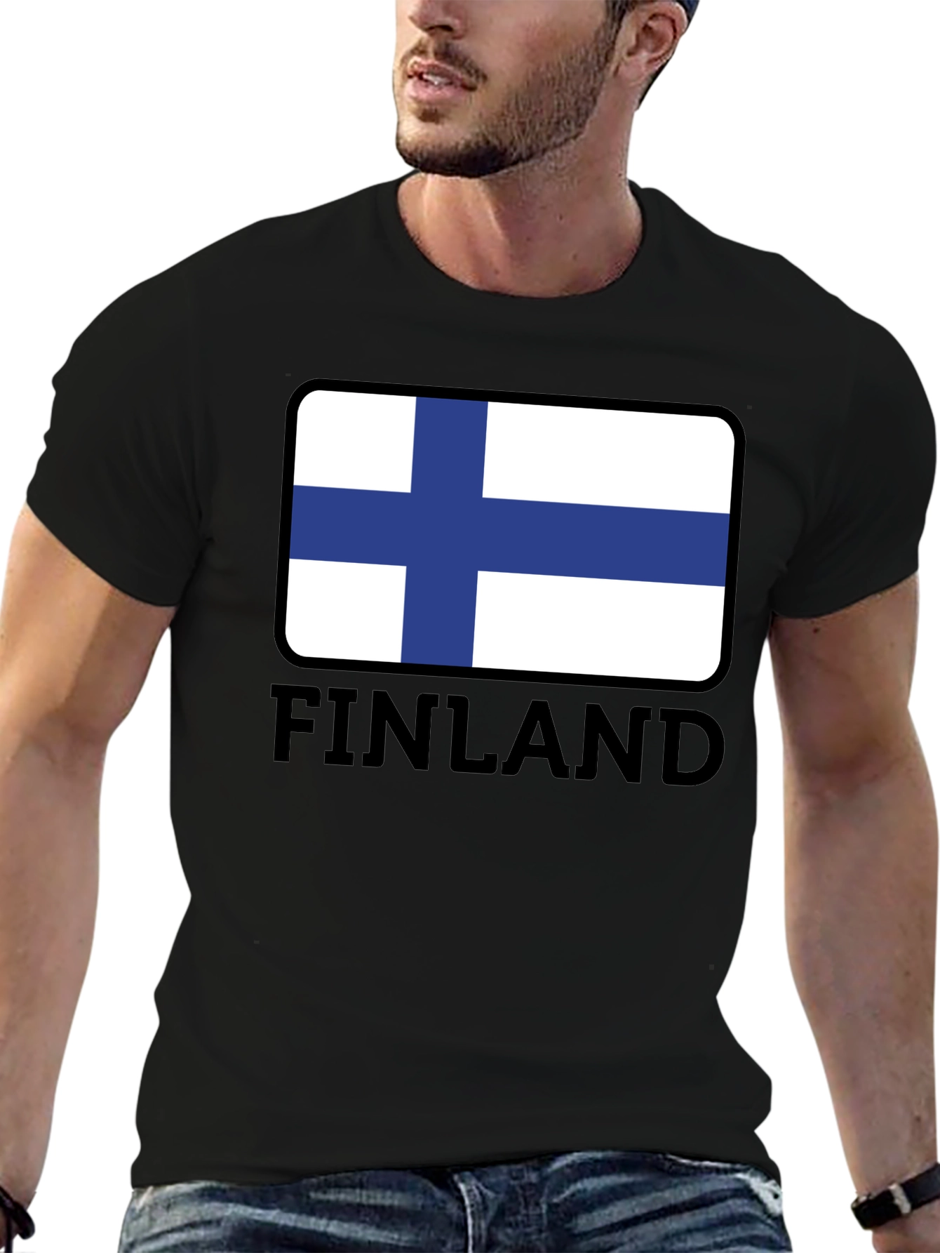 Finland Flag T-Shirt - Black Graphic Tee
