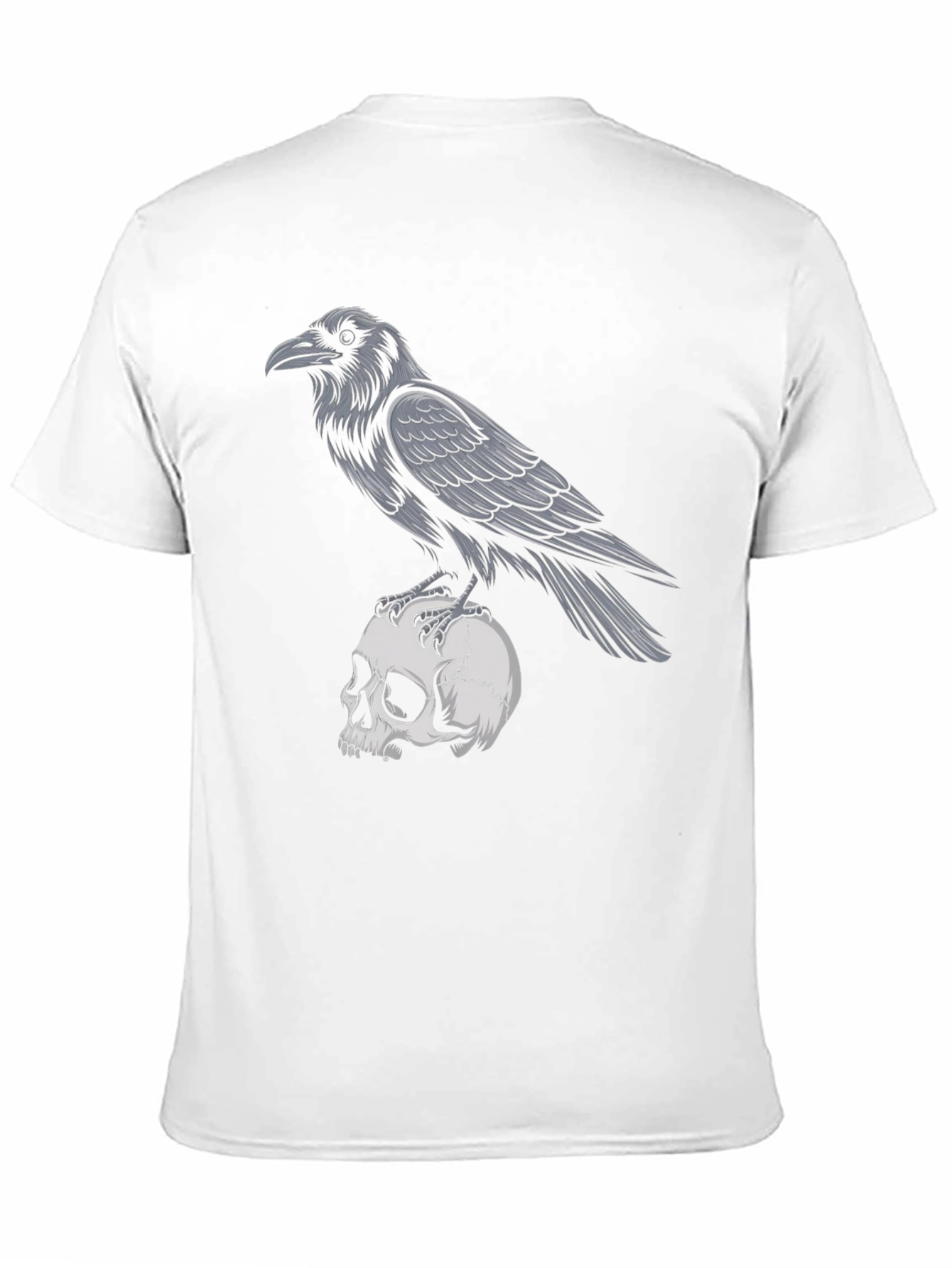 Raven on Skull Graphic T-Shirt - Gothic Style