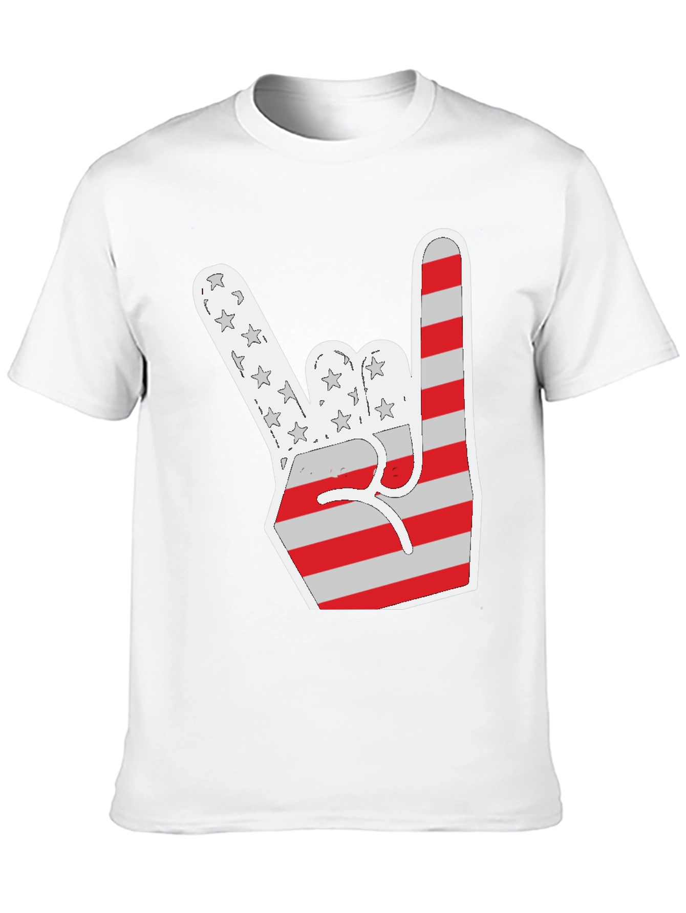 Patriotic Rock On T-Shirt - USA Flag Hand Sign