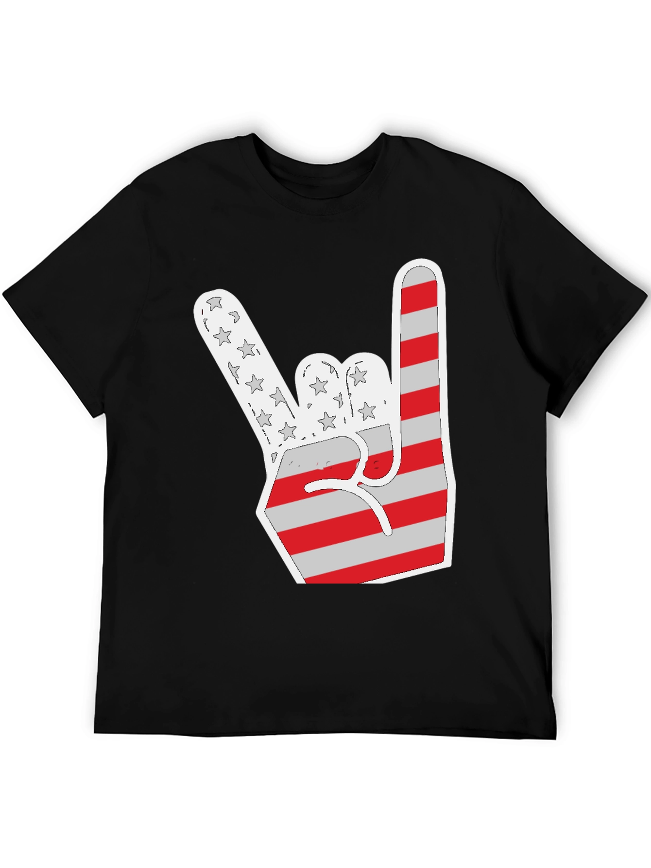 Patriotic Rock On T-Shirt - USA Flag Hand Sign