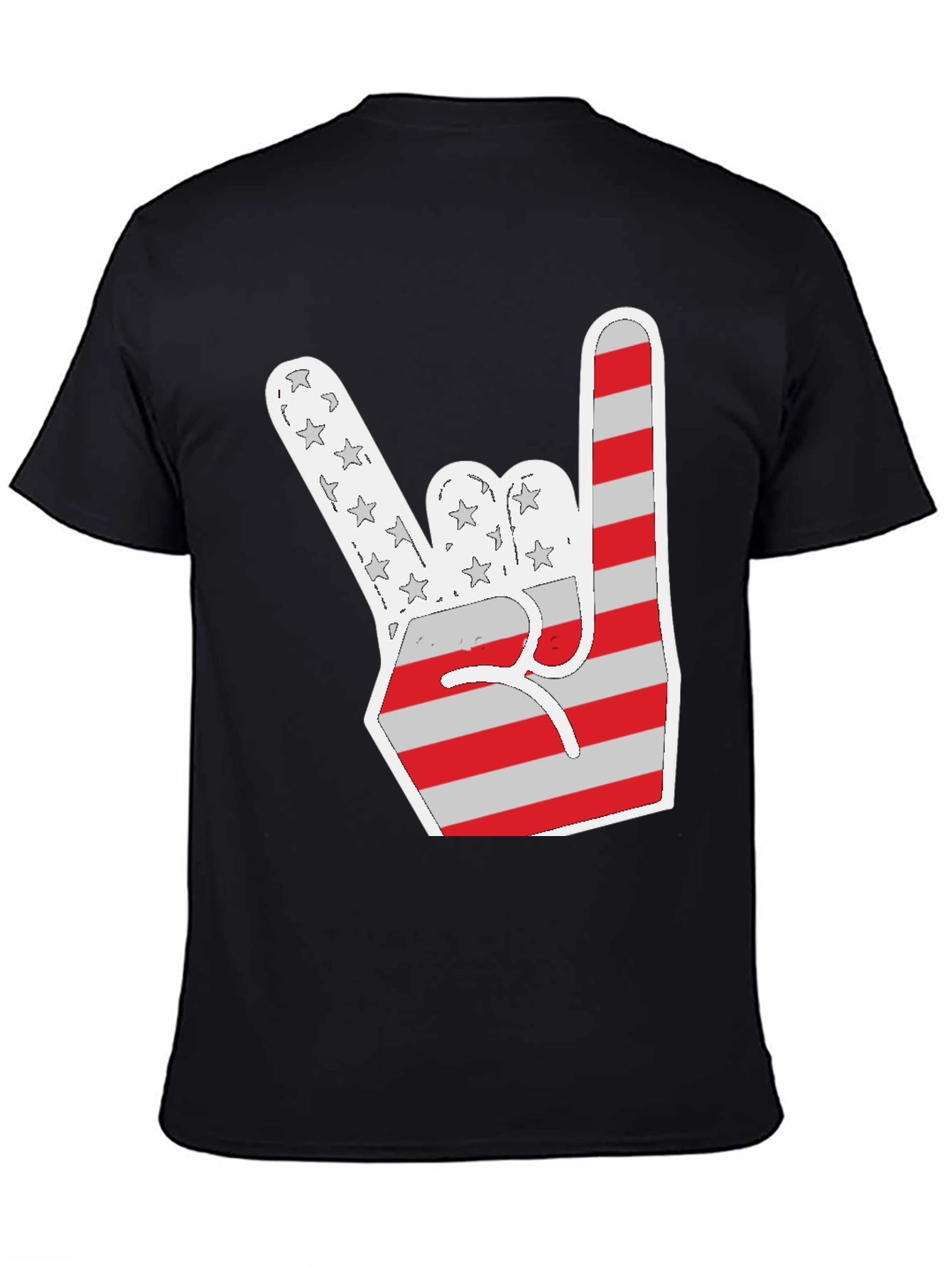 Patriotic Rock On T-Shirt - USA Flag Hand Sign