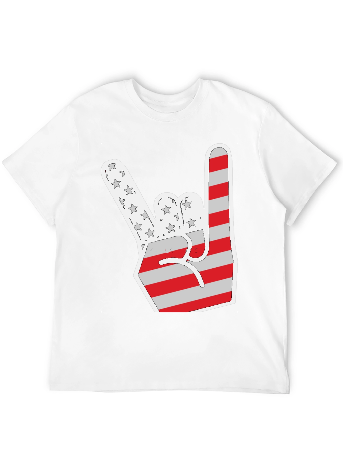 Patriotic Rock On T-Shirt - USA Flag Hand Sign