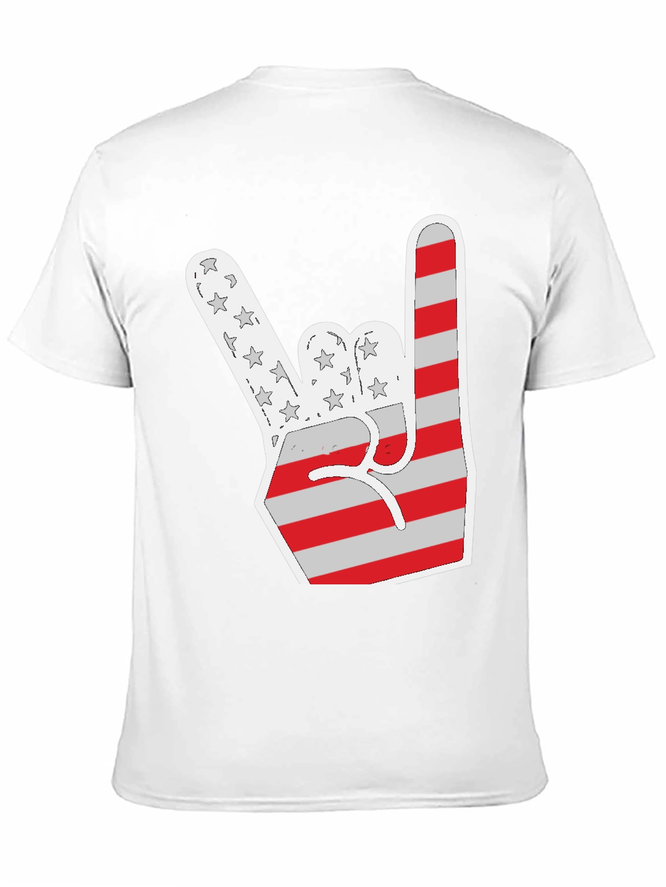 Patriotic Rock On T-Shirt - USA Flag Hand Sign
