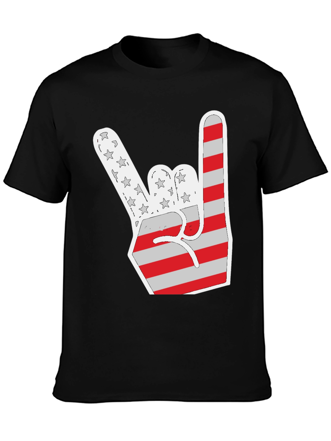 Patriotic Rock On T-Shirt - USA Flag Hand Sign