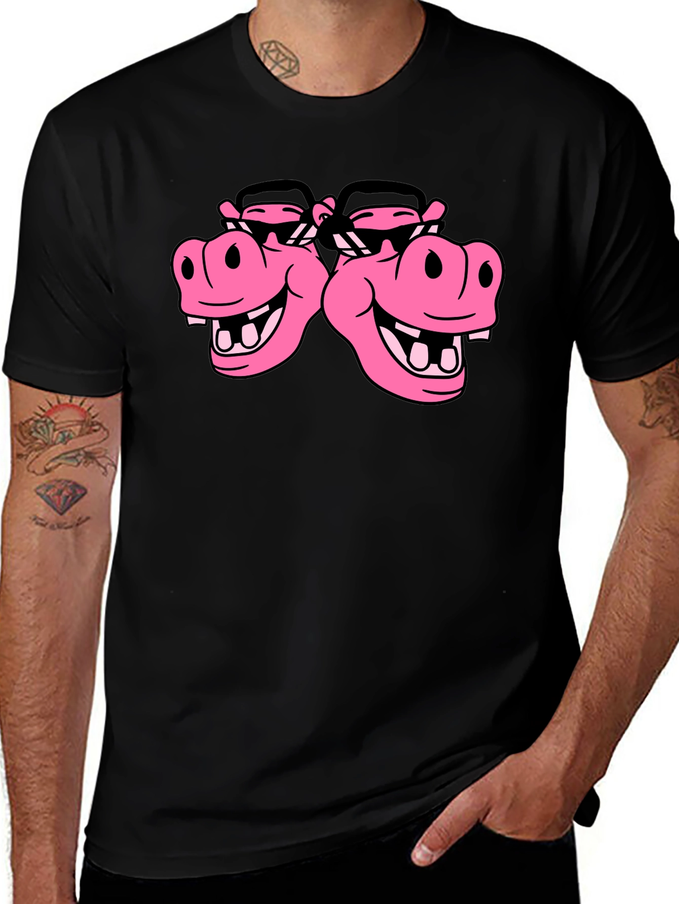 Hippo Heads Black T-Shirt