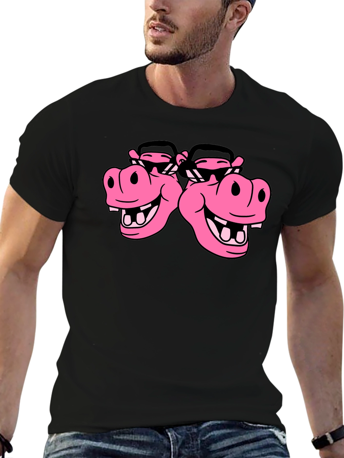Hippo Heads Black T-Shirt