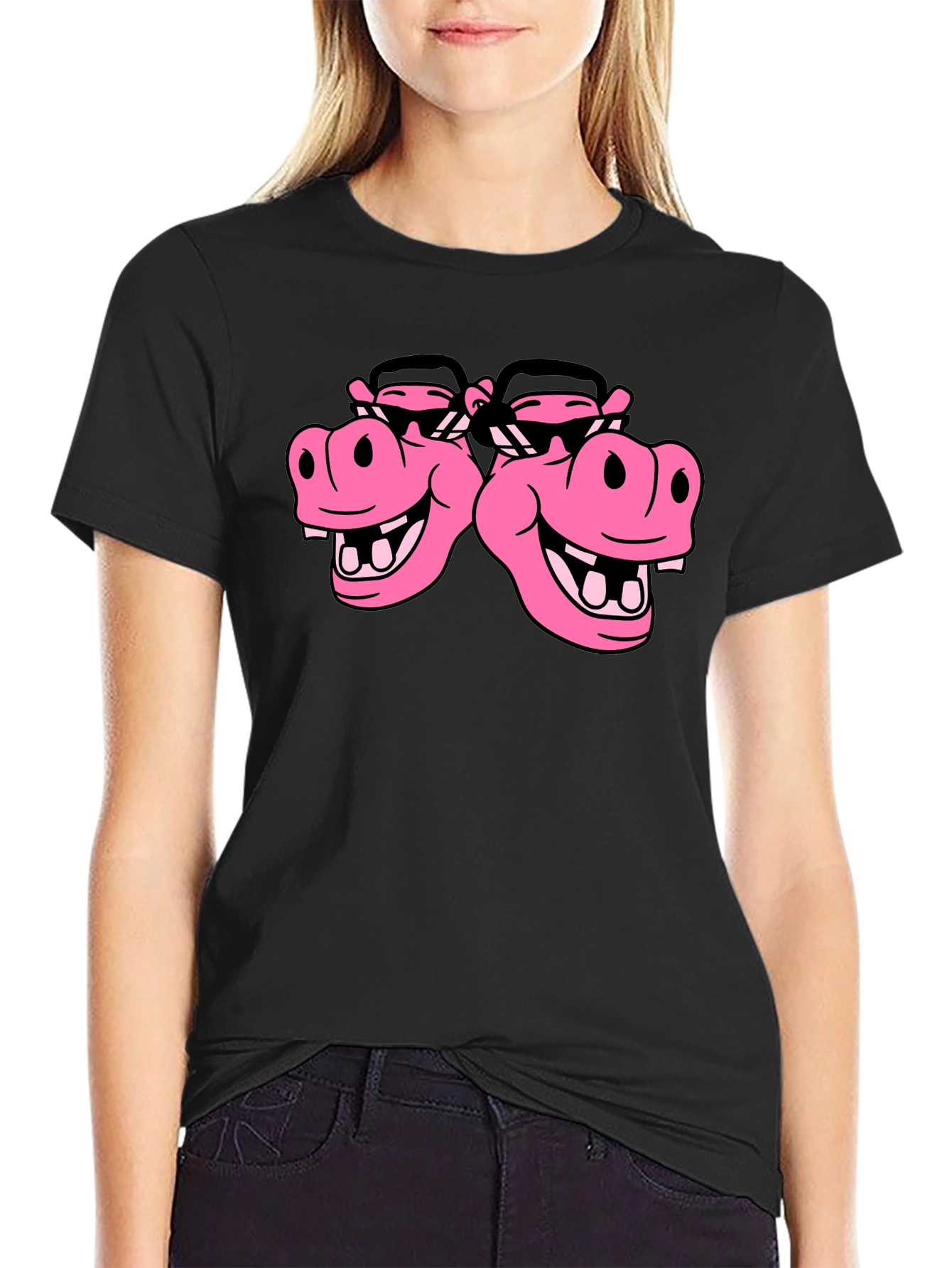 Hippo Heads Black T-Shirt