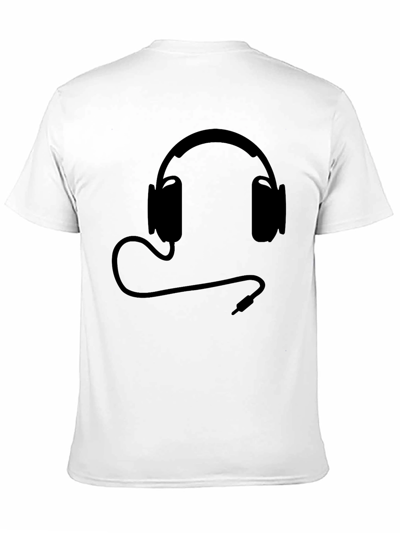 Black T-Shirt with Headphones Design