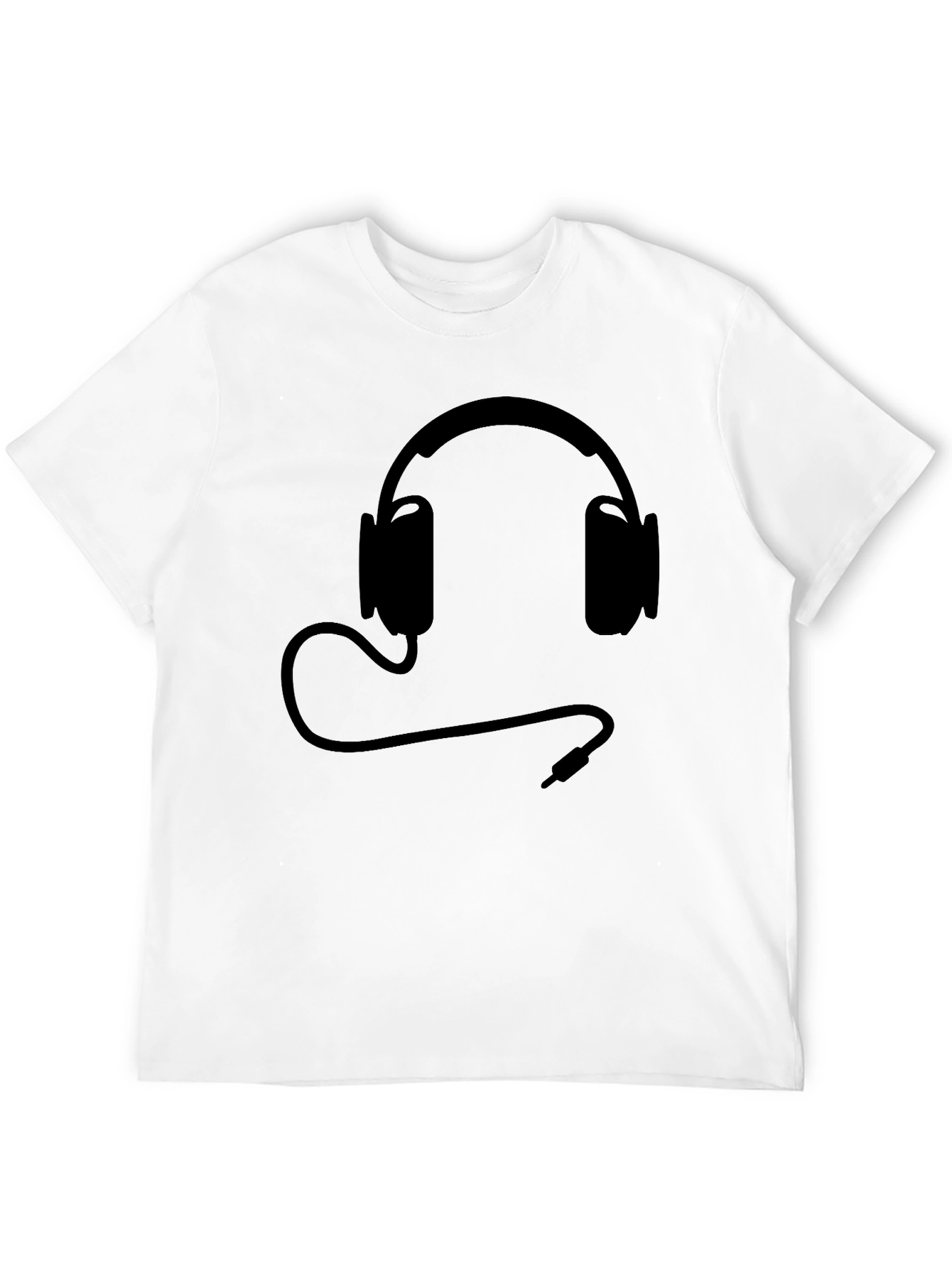 Black T-Shirt with Headphones Design