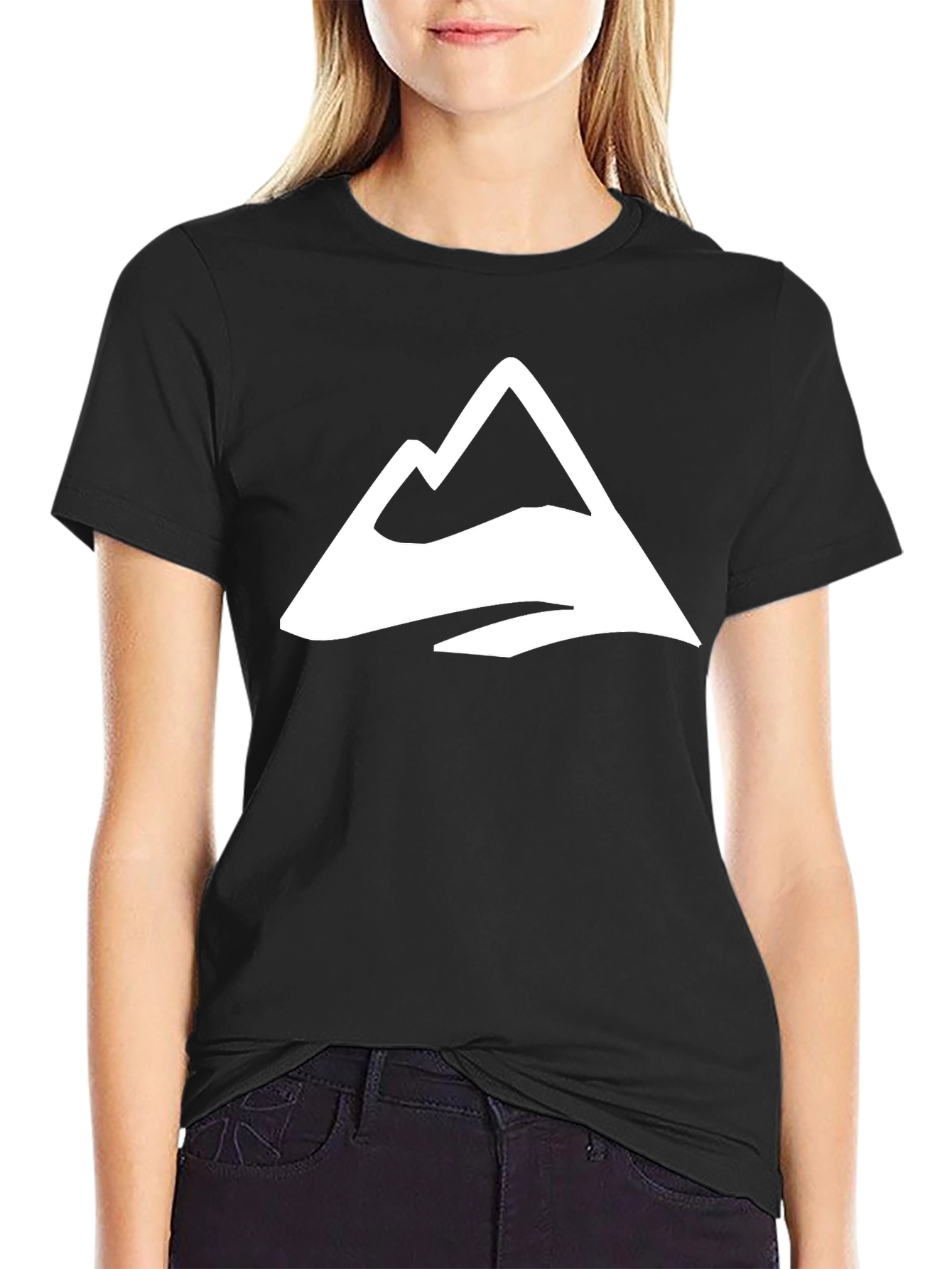 Black T-Shirt with Mountain Peak Logo