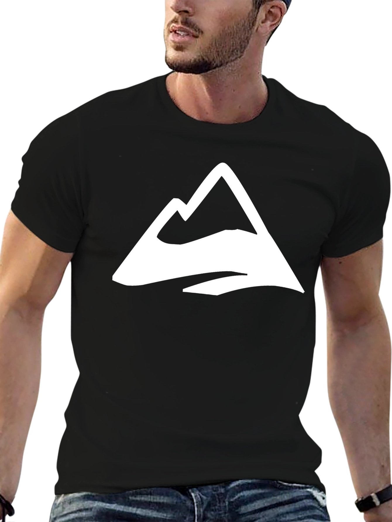 Black T-Shirt with Mountain Peak Logo