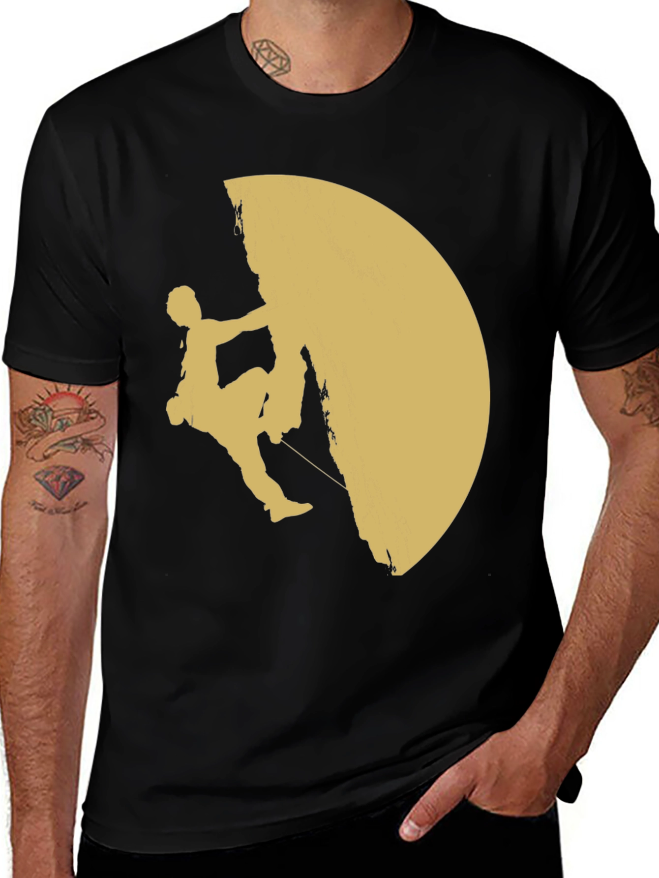 Climbing Silhouette Graphic T-Shirt - Black