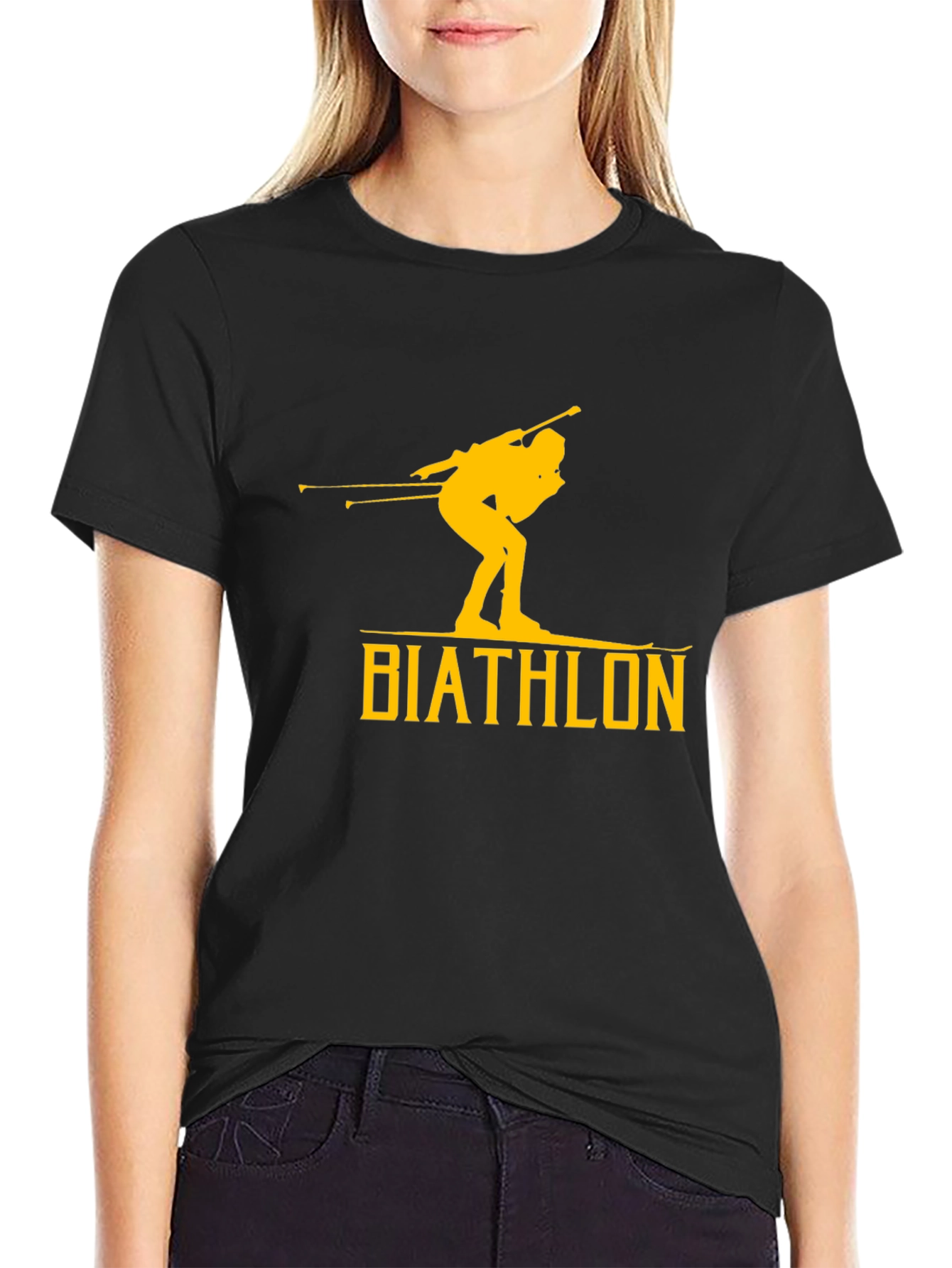 Biathlon T-Shirt: Ski Silhouette Graphic Tee
