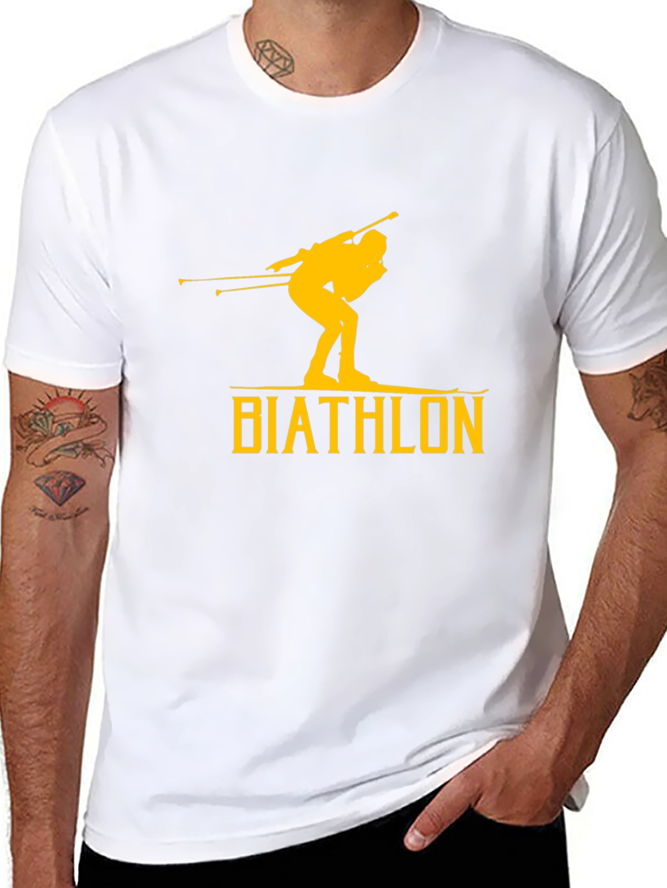Biathlon T-Shirt: Ski Silhouette Graphic Tee
