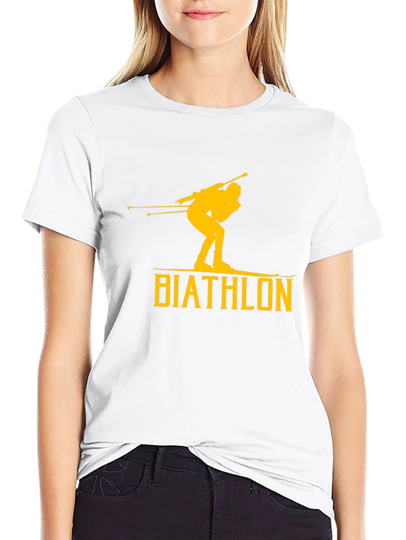 Biathlon T-Shirt: Ski Silhouette Graphic Tee