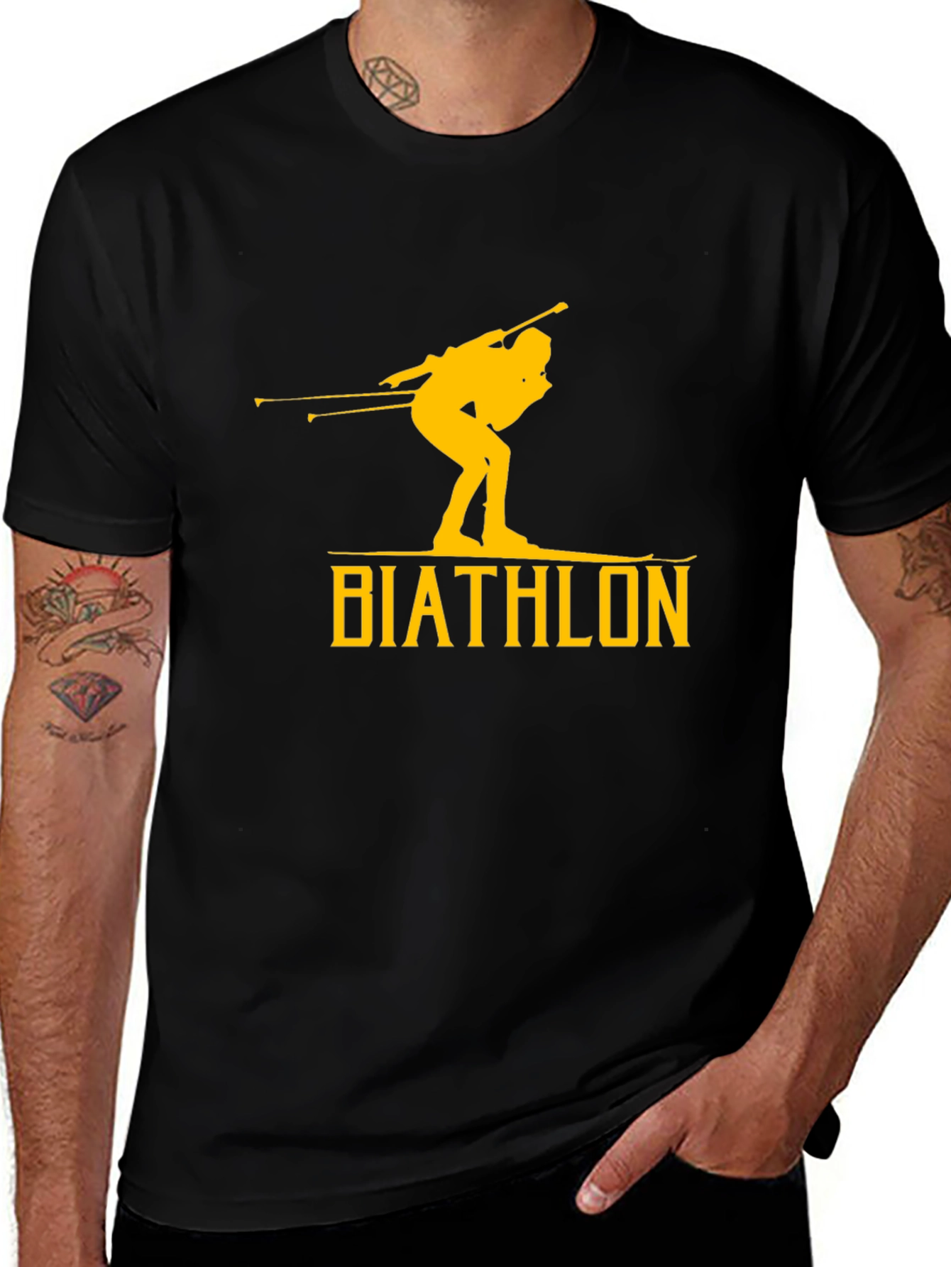 Biathlon T-Shirt: Ski Silhouette Graphic Tee