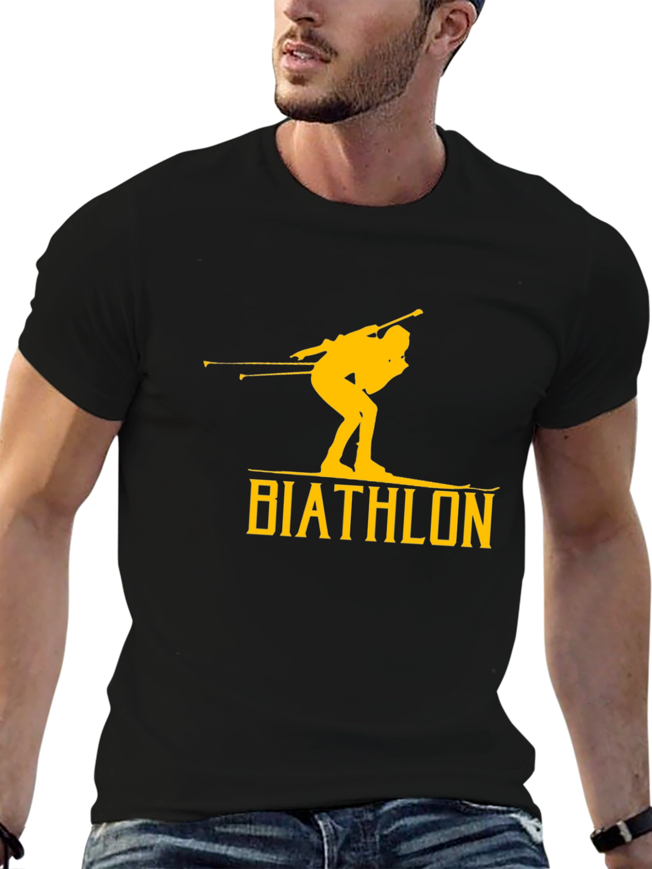 Biathlon T-Shirt: Ski Silhouette Graphic Tee