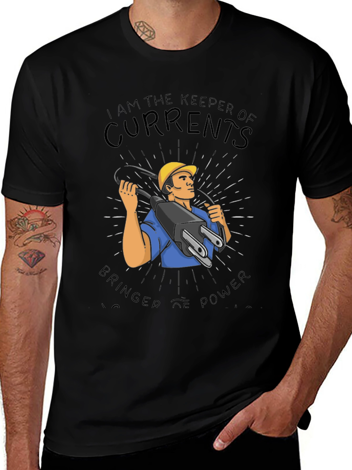 Electrician Keeper of Currents Black T-Shirt