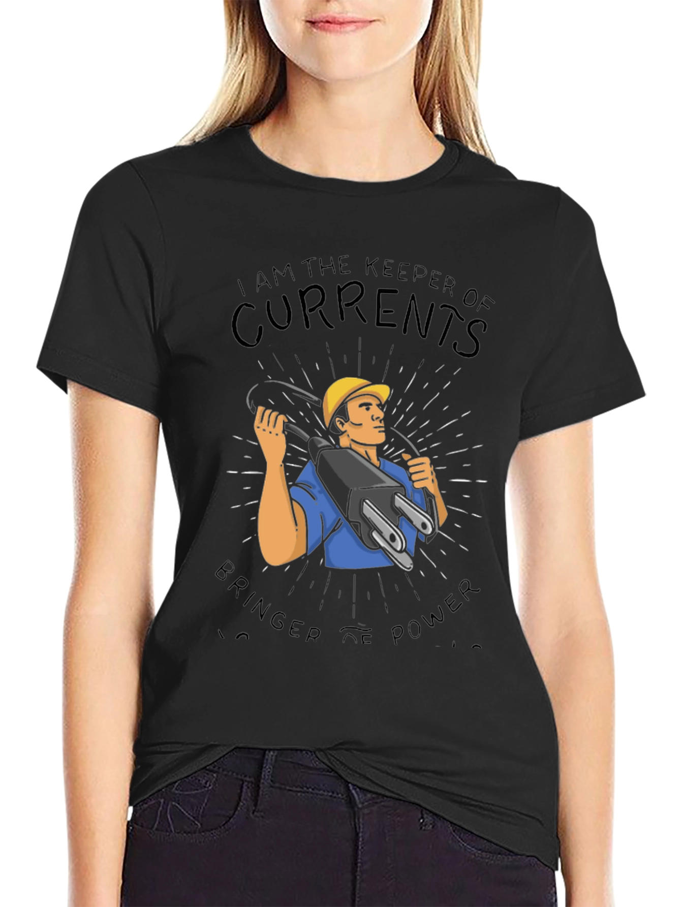Electrician Keeper of Currents Black T-Shirt