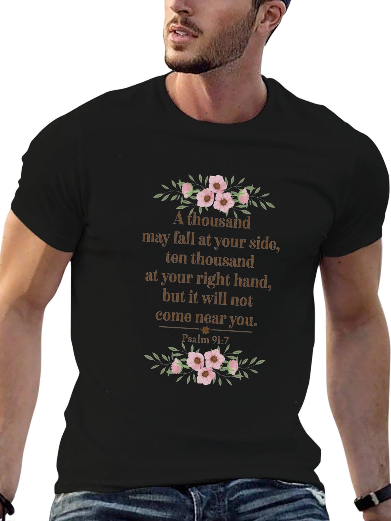 Psalm 91:7 Floral T-Shirt