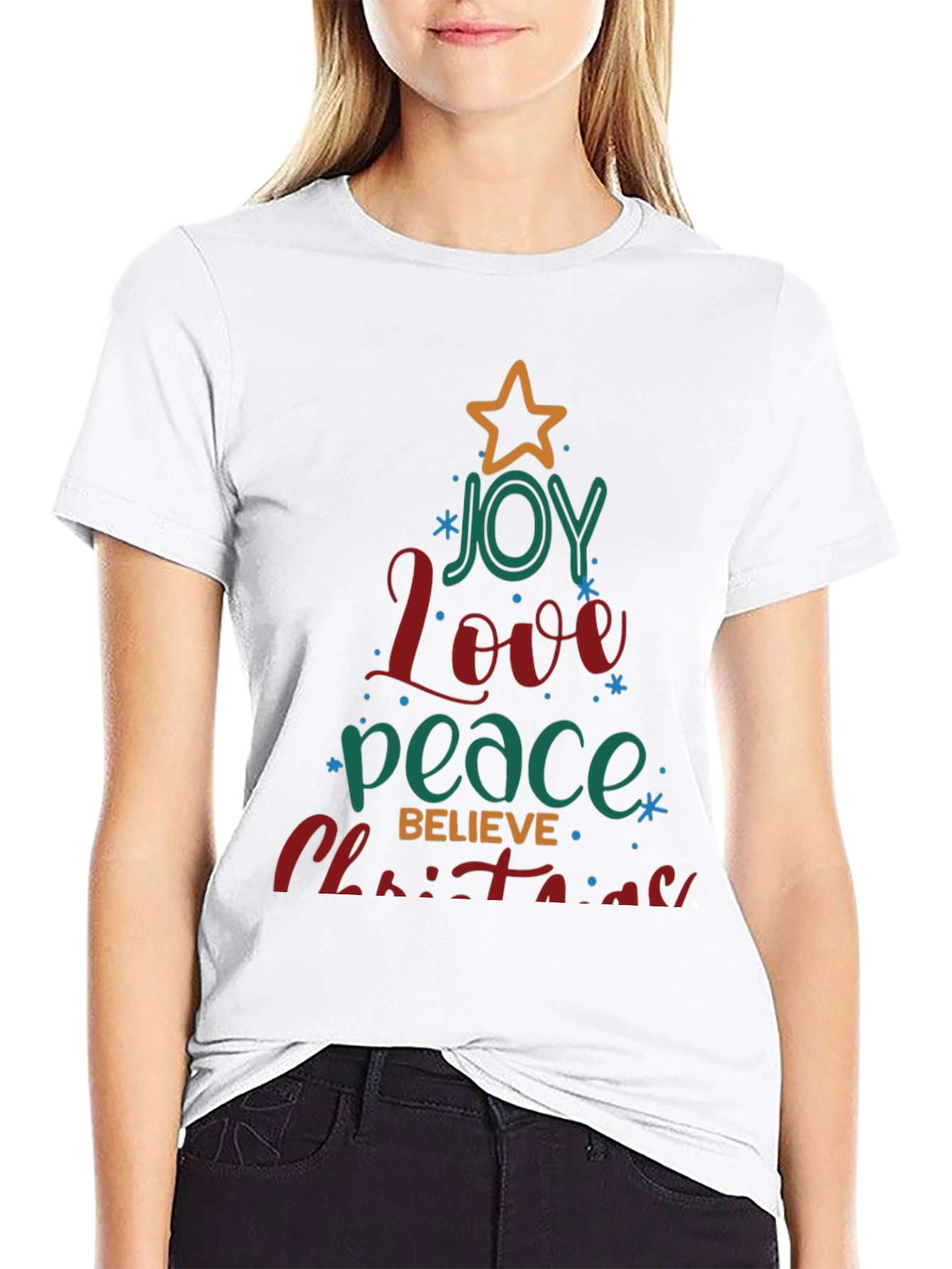 Joy Love Peace Christmas Tree T-Shirt