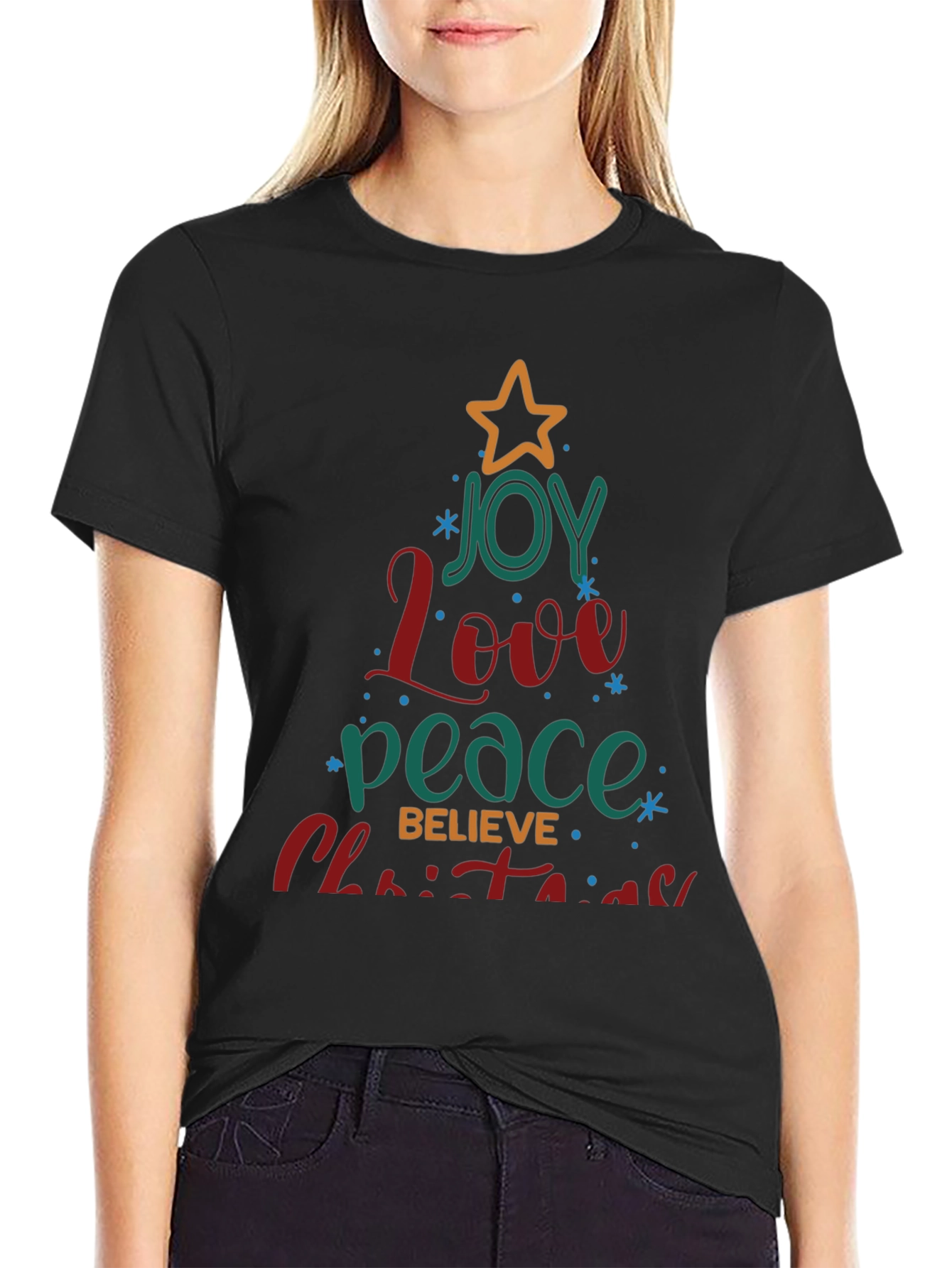 Joy Love Peace Christmas Tree T-Shirt