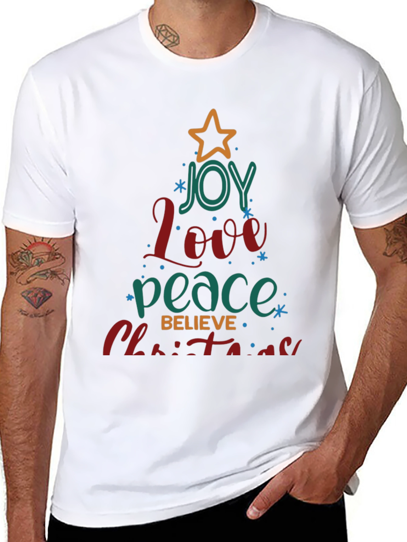 Joy Love Peace Christmas Tree T-Shirt