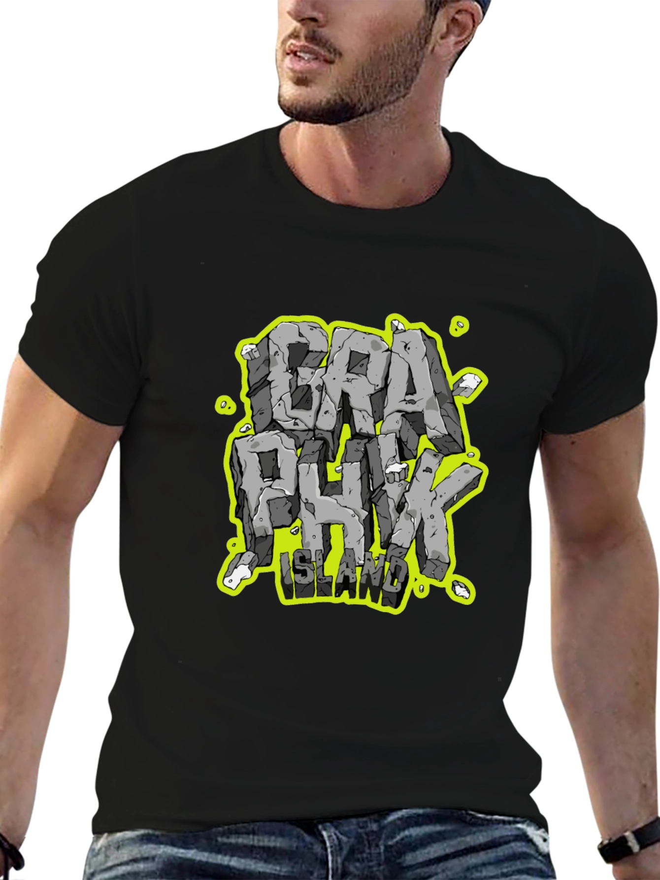 Graphunk Island Graphic Print Black T-Shirt