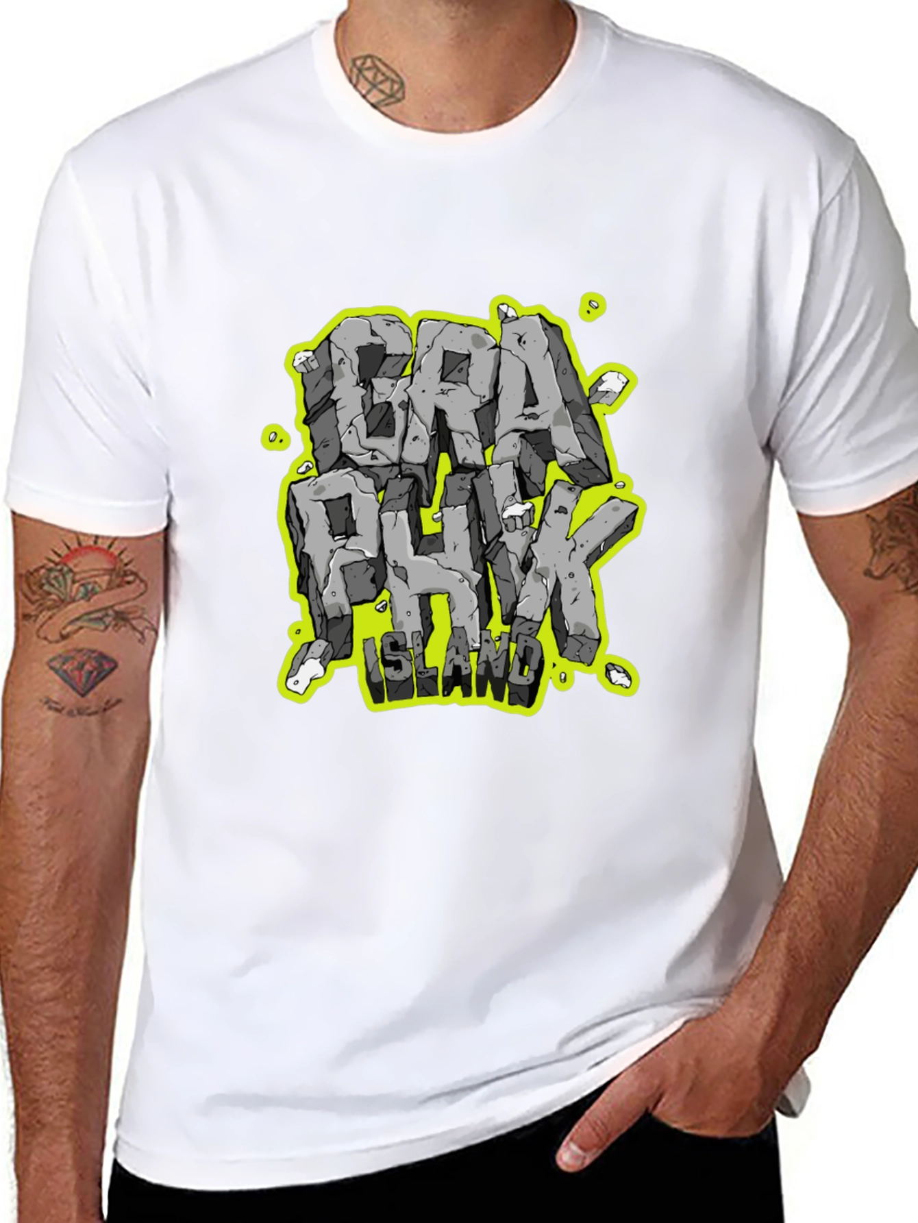 Graphunk Island Graphic Print Black T-Shirt