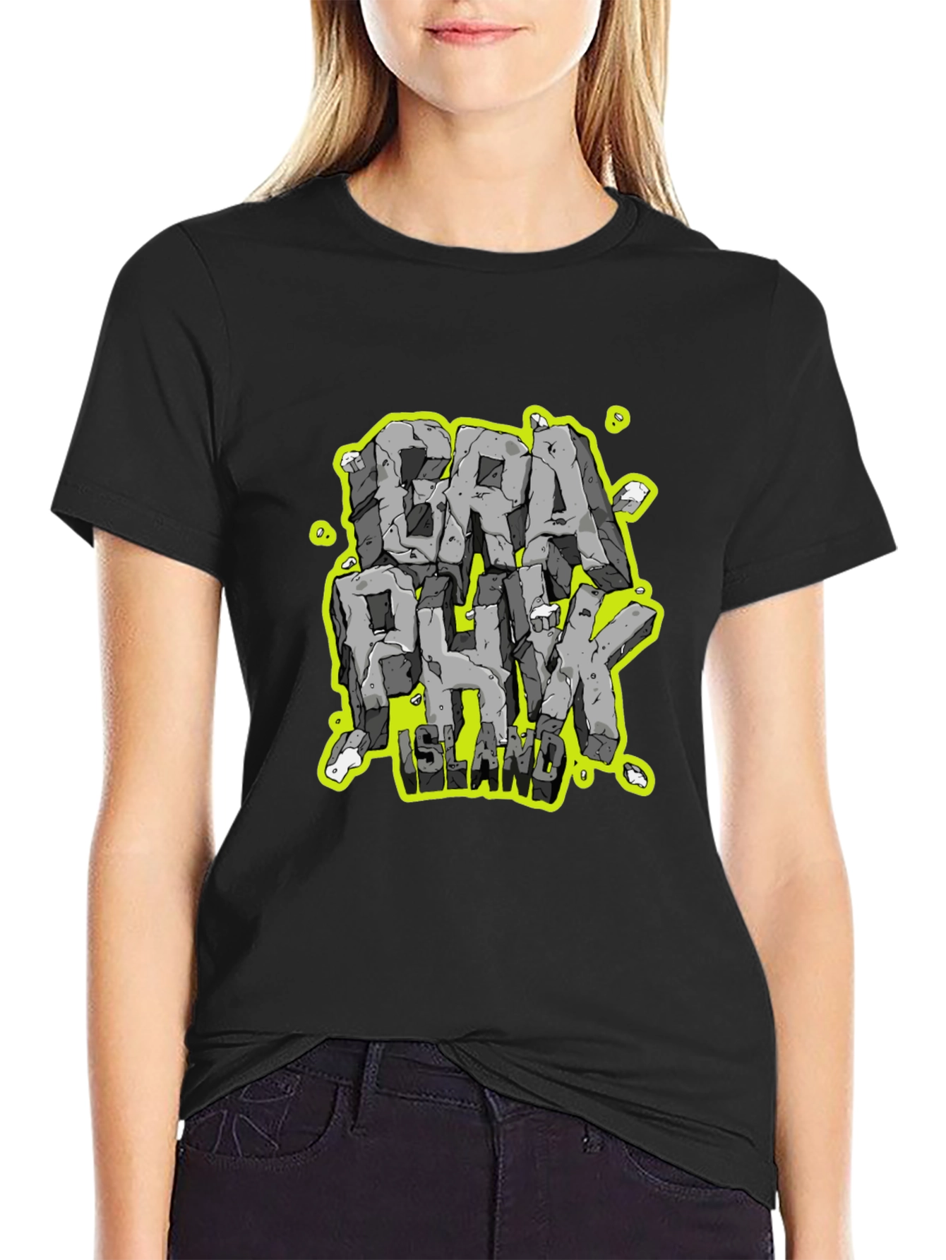 Graphunk Island Graphic Print Black T-Shirt