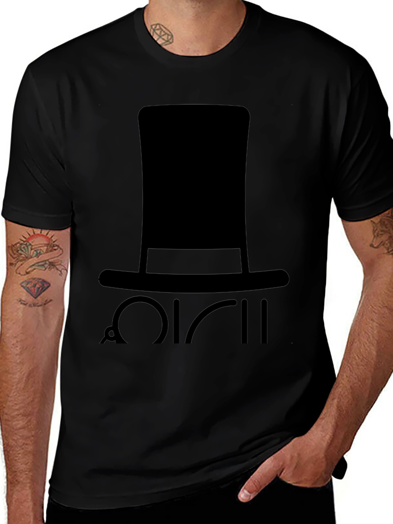 Top Hat Graphic Tee - Mens Black T-Shirt