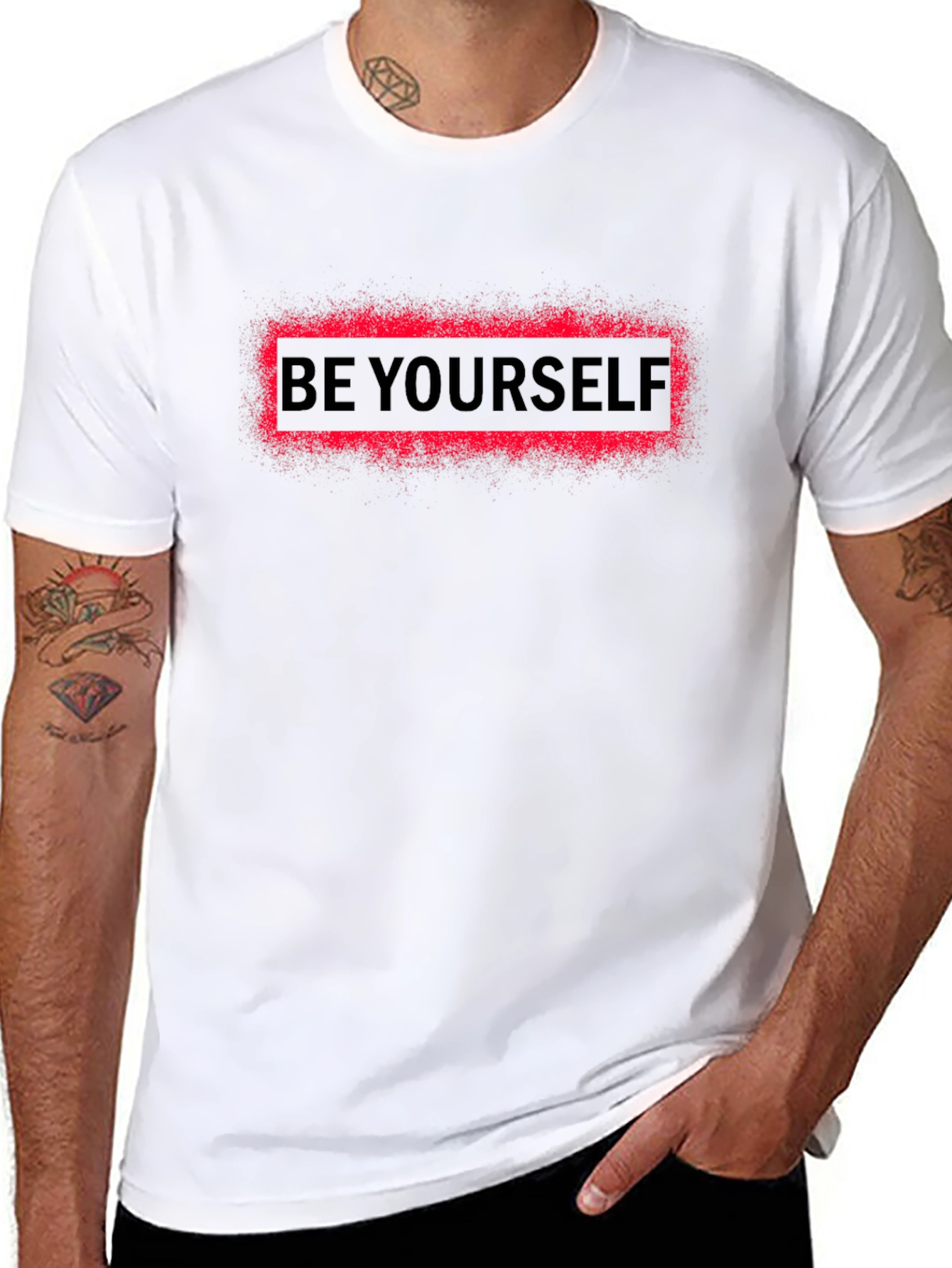 Be Yourself Graphic T-Shirt - Black Cotton Blend