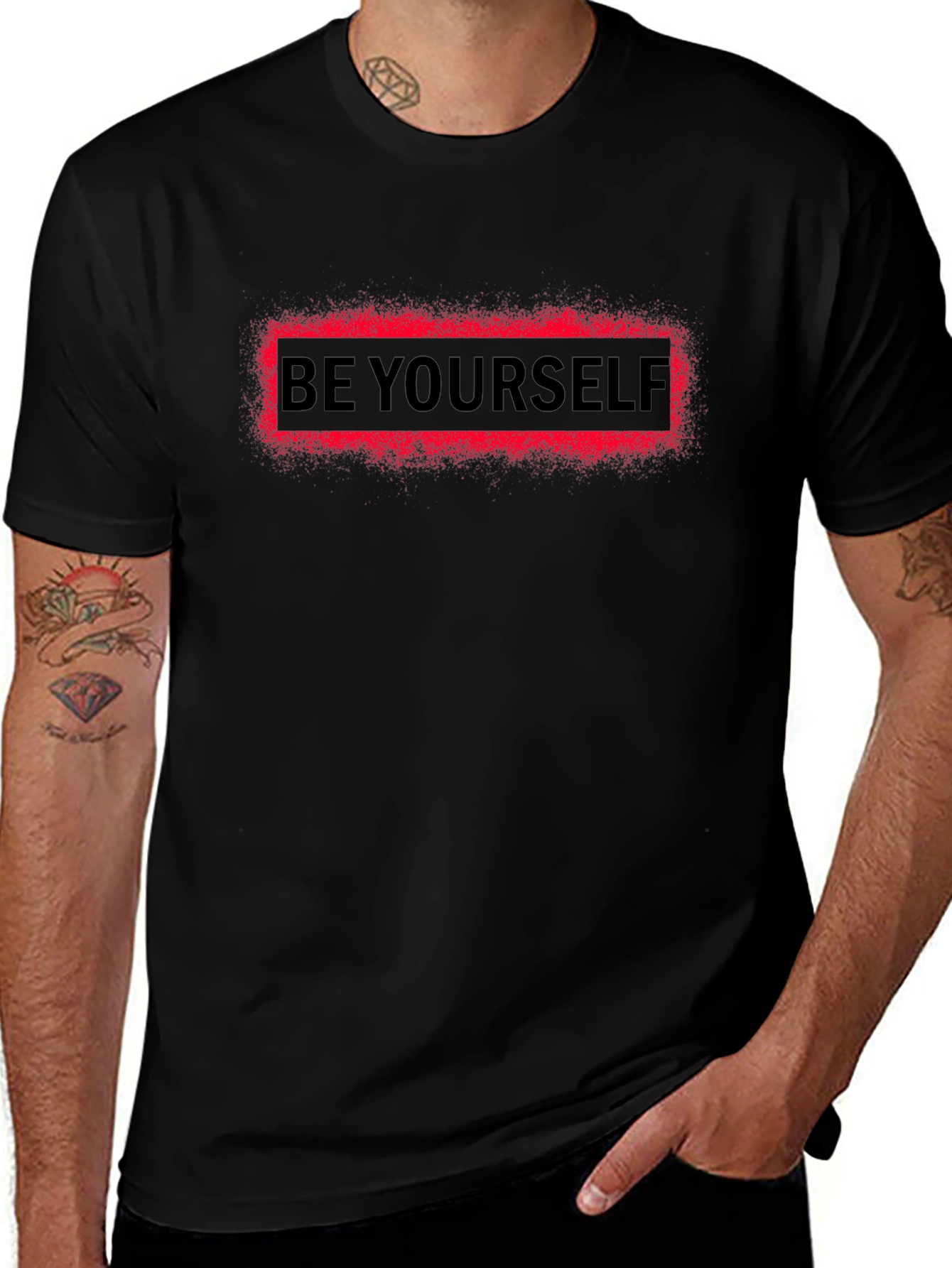 Be Yourself Graphic T-Shirt - Black Cotton Blend
