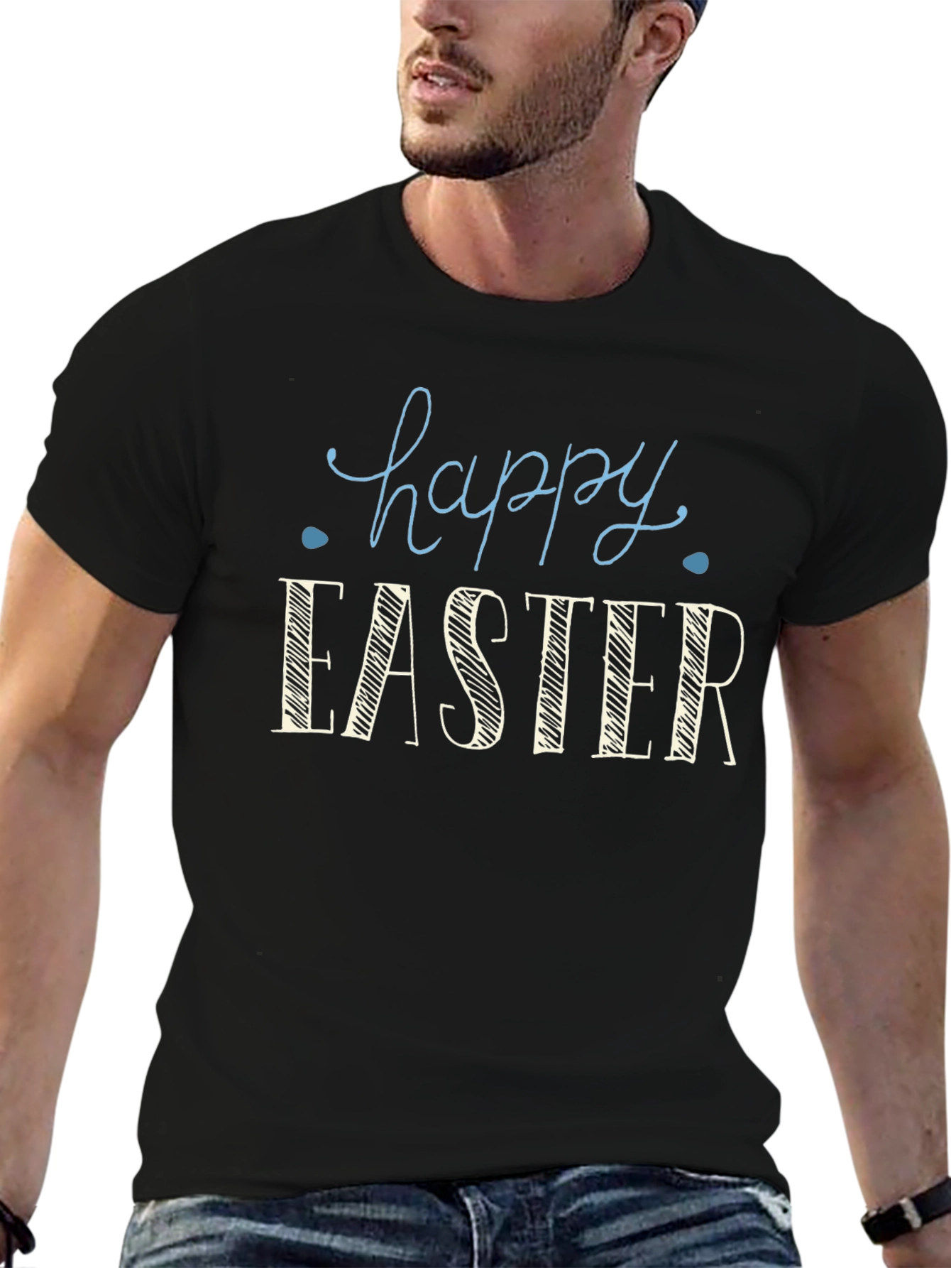 Happy Easter Graphic T-Shirt - Black Unisex Tee