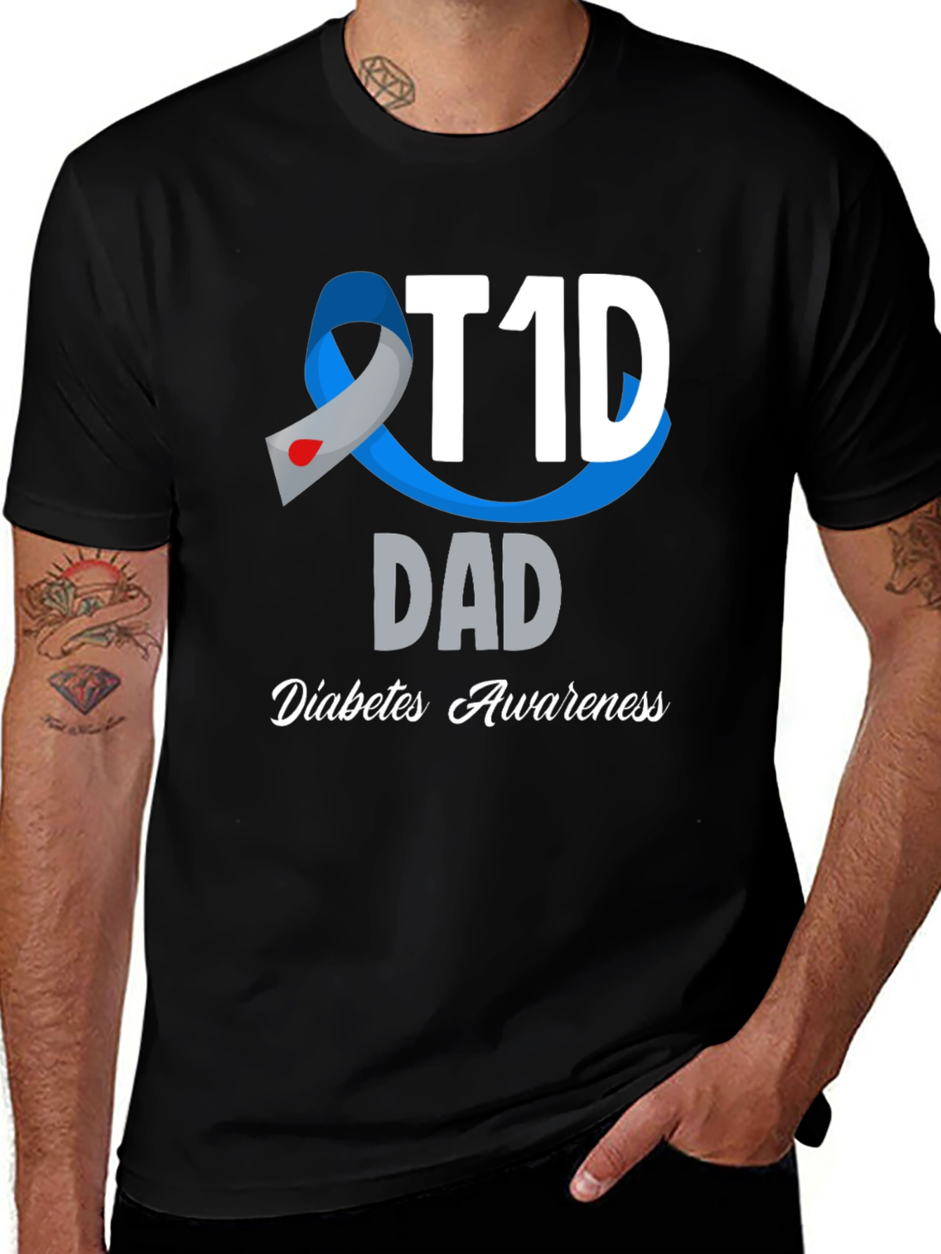 T1D Dad Diabetes Awareness Graphic T-Shirt