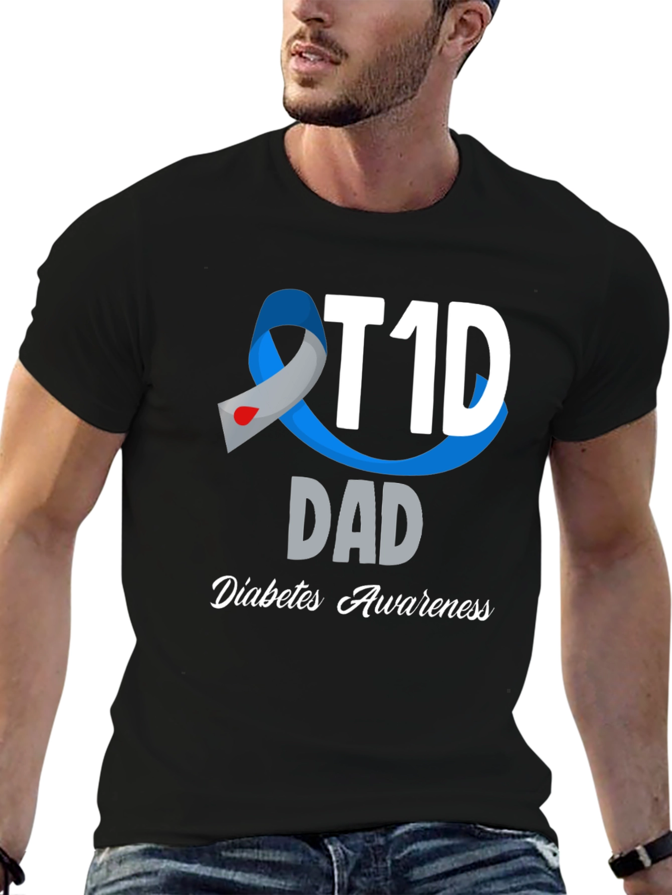 T1D Dad Diabetes Awareness Graphic T-Shirt